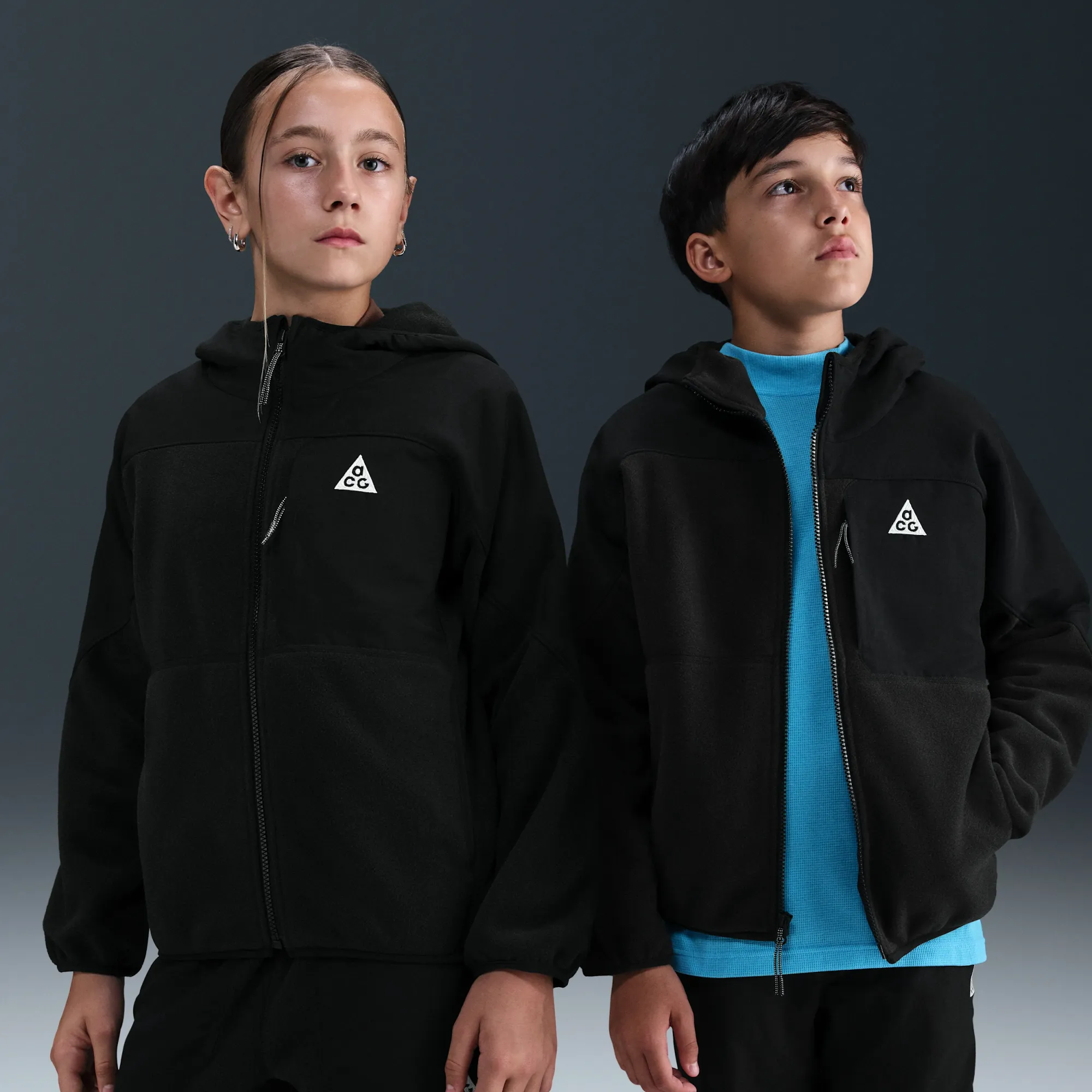 Nike ACG 'Wolf Tree' Older Kid's Polartec® Full-Zip Hoodie - Black - Polyester