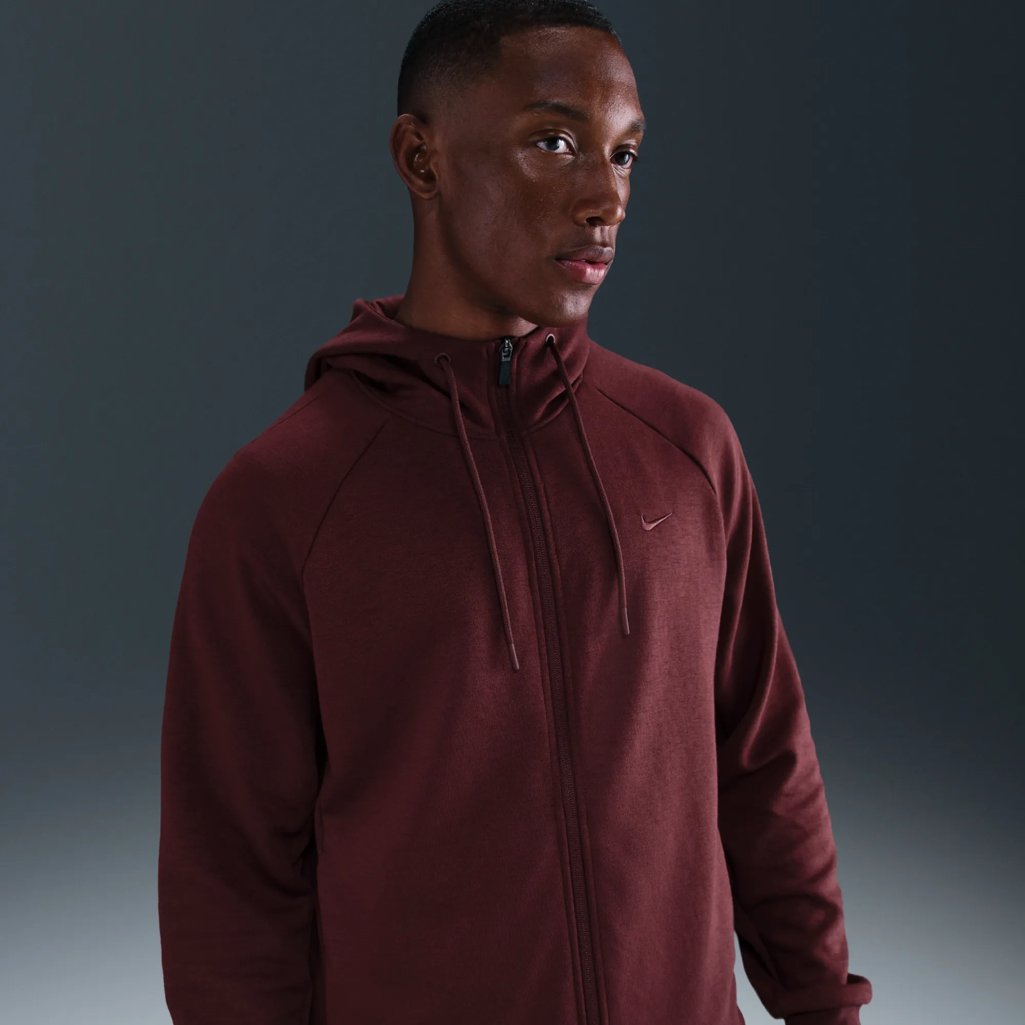 Nike Primary Fleece Men's Dri-FIT UV Full-Zip Performance Hoodie - Red - Polyester/Cotton