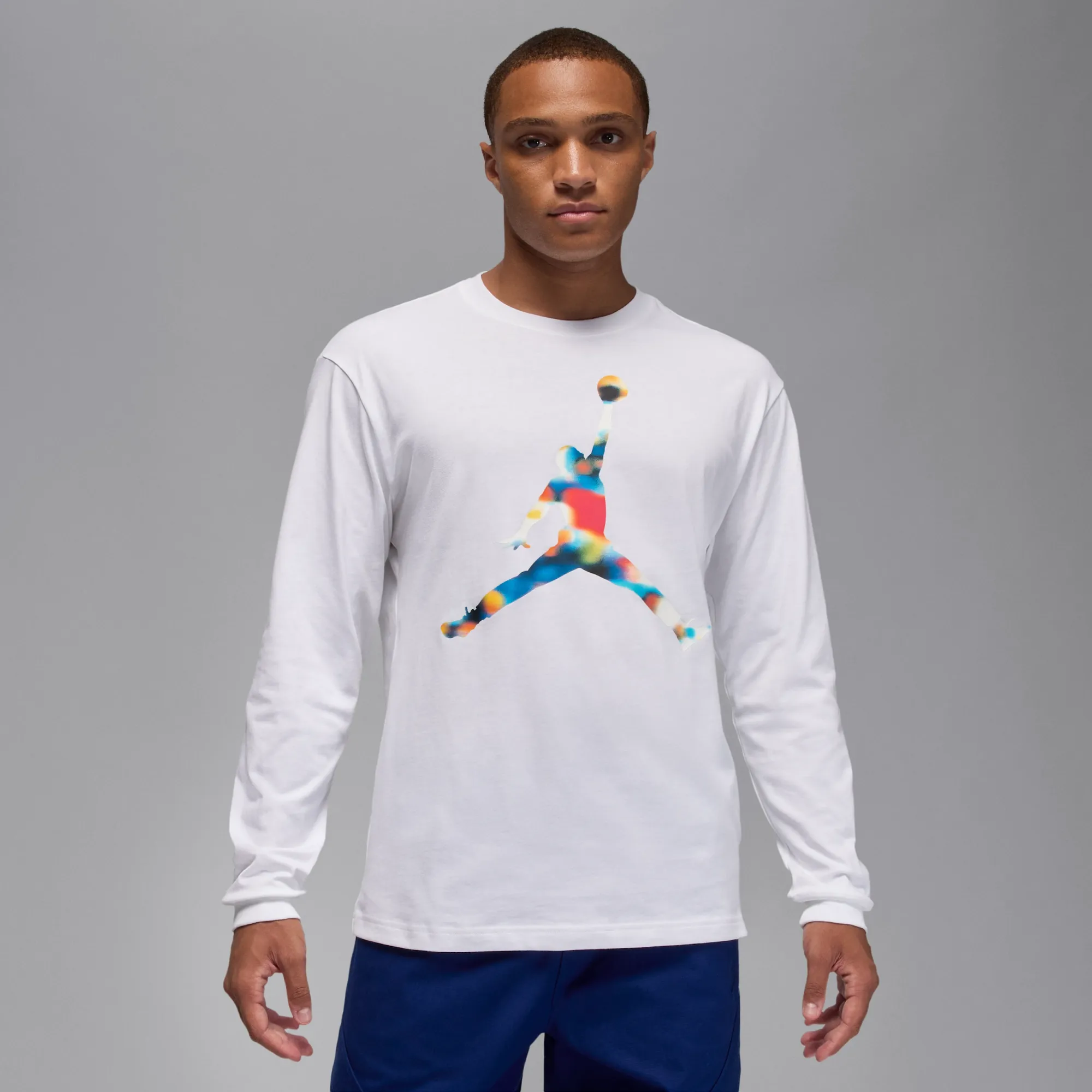 Nike Jordan Flight Men's Long-Sleeve Crewneck T-Shirt - White - Cotton