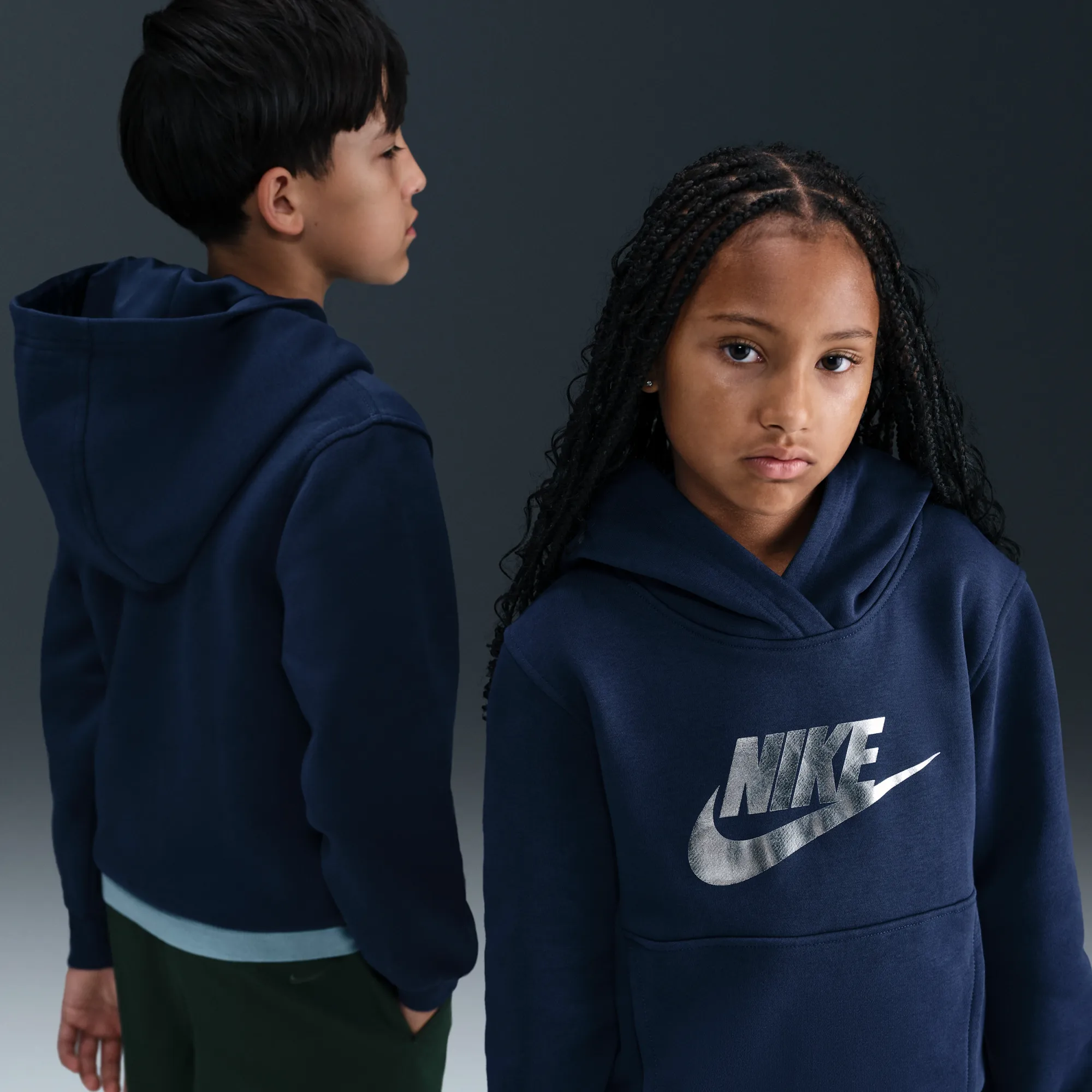 Nike Club Fleece Older Kids' Hoodie - Blue - Cotton/Polyester