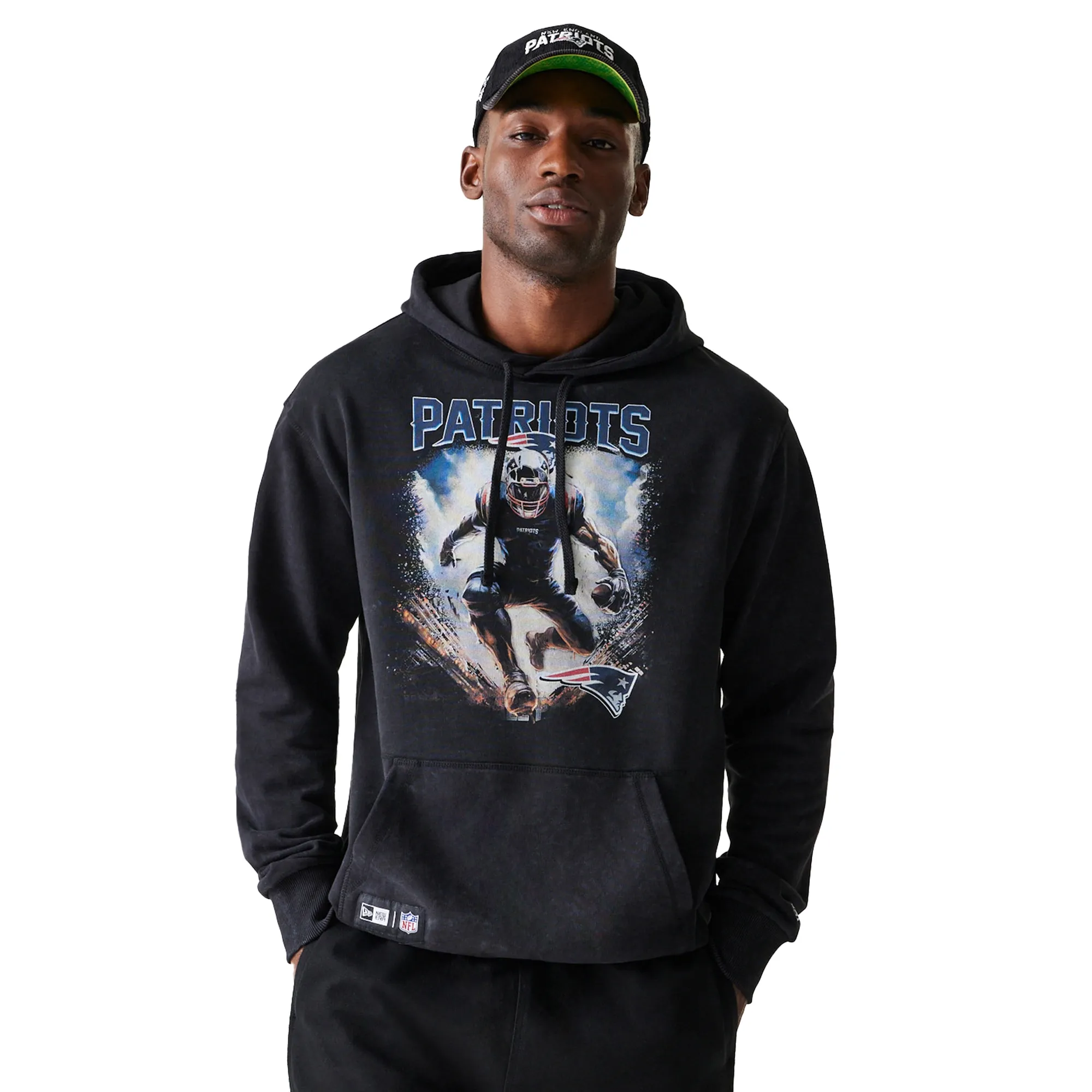 New England Patriots NFL Games Premium Apparel Black Oversized Pullover Hoodie New Era Cap adult unisex
