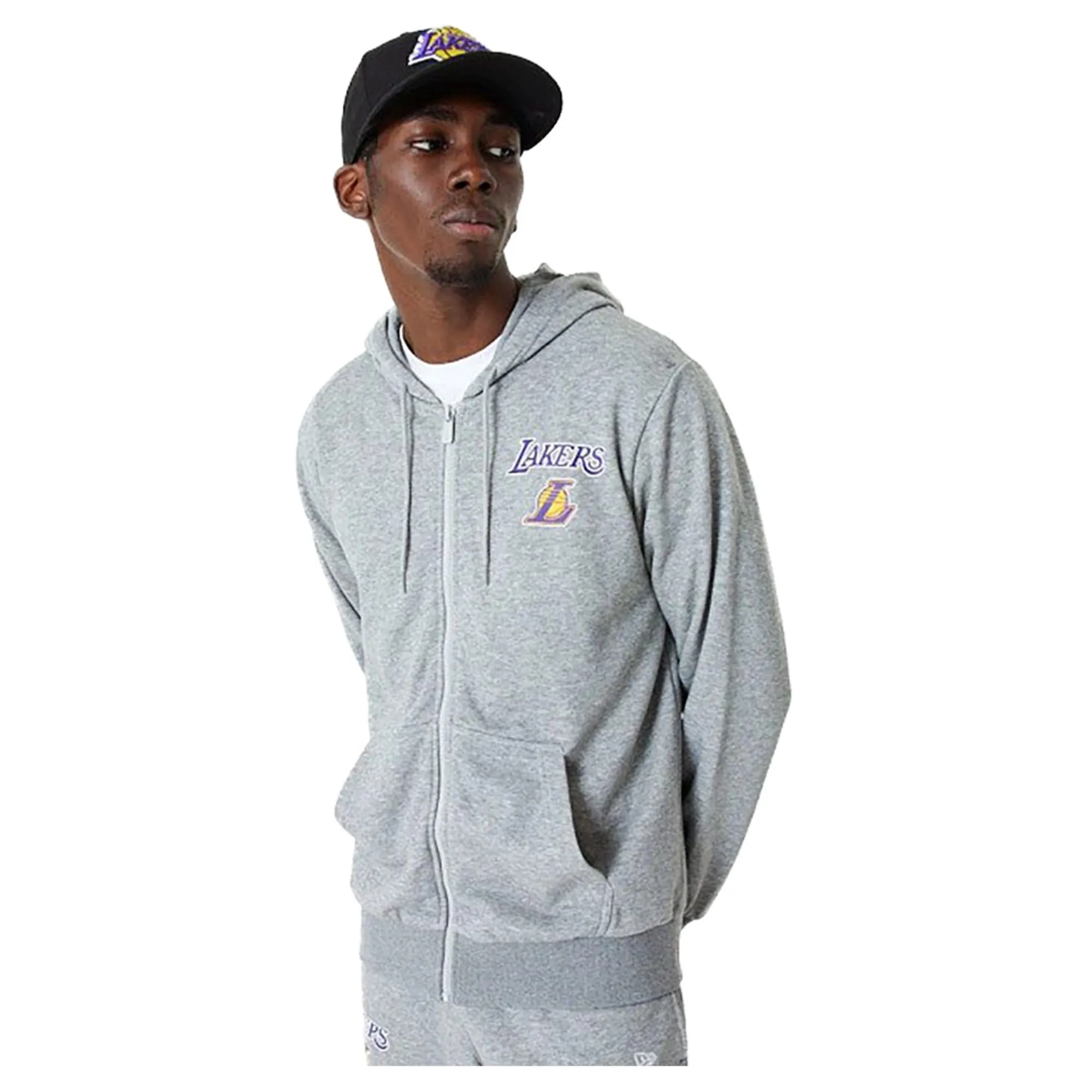 LA Lakers NBA Essential Grey Full Zip Hoodie New Era Cap adult unisex
