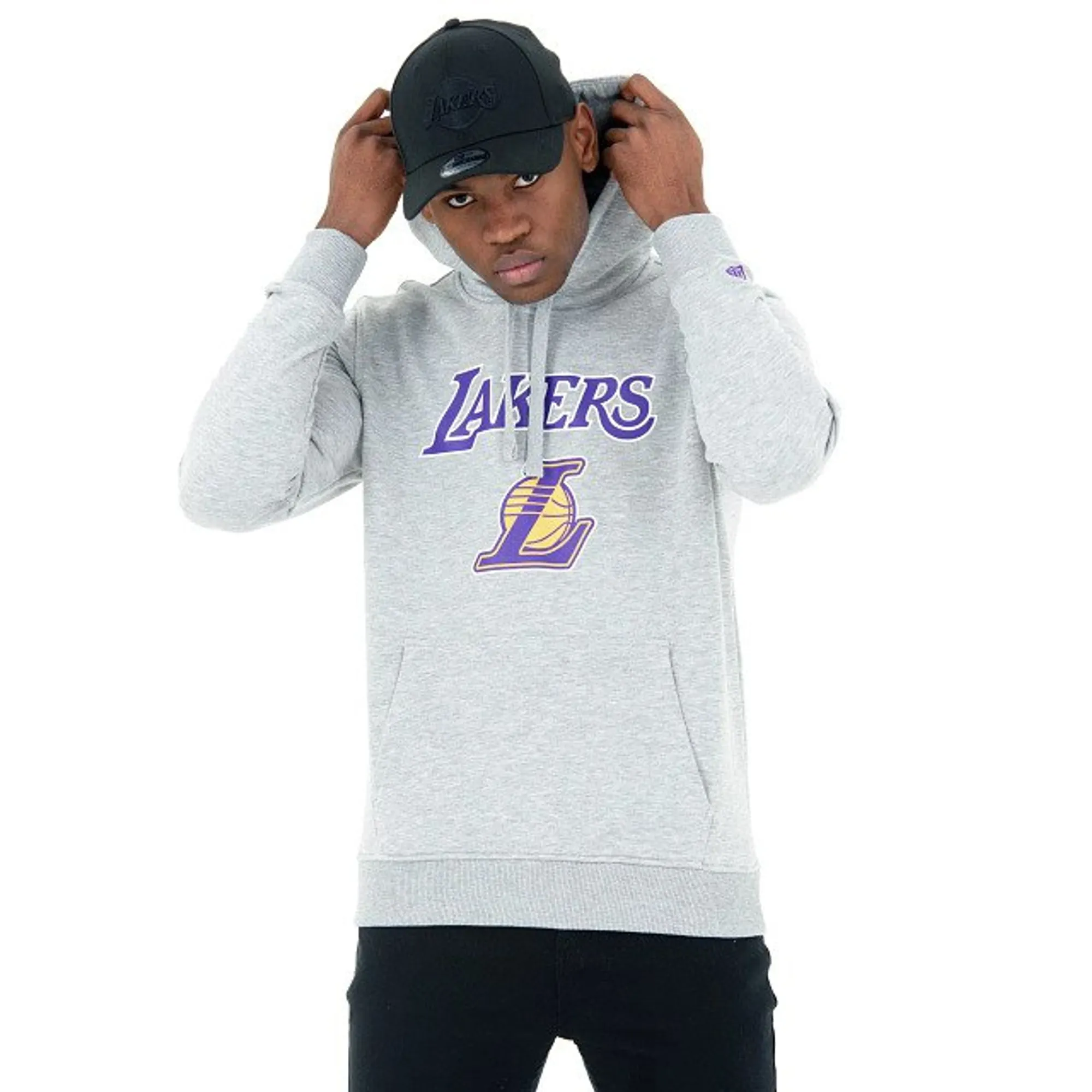 LA Lakers NBA Regular Grey Pullover Hoodie New Era Cap adult unisex