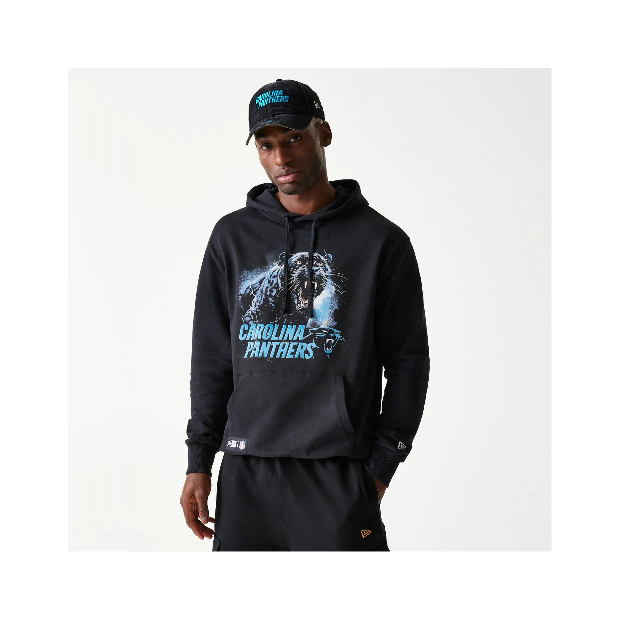 Carolina Panthers NFL Games Premium Apparel Black Oversized Pullover Hoodie New Era Cap adult unisex