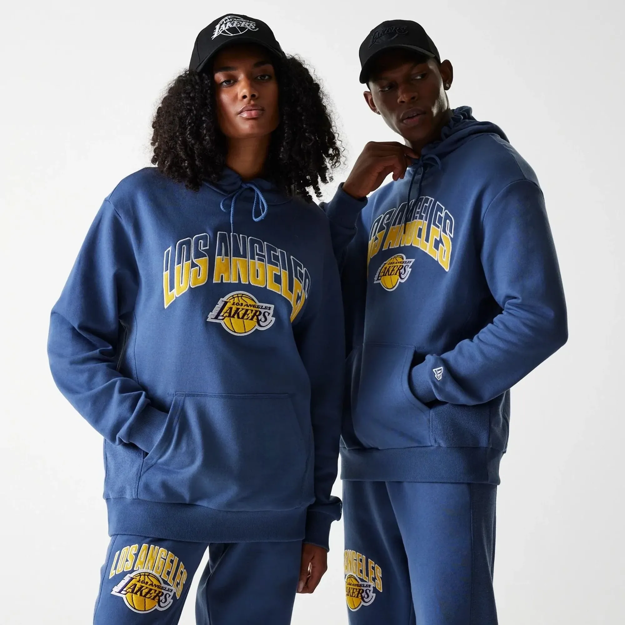 LA Lakers NBA Arch Graphic Dark Blue Oversized Pullover Hoodie New Era Cap adult unisex