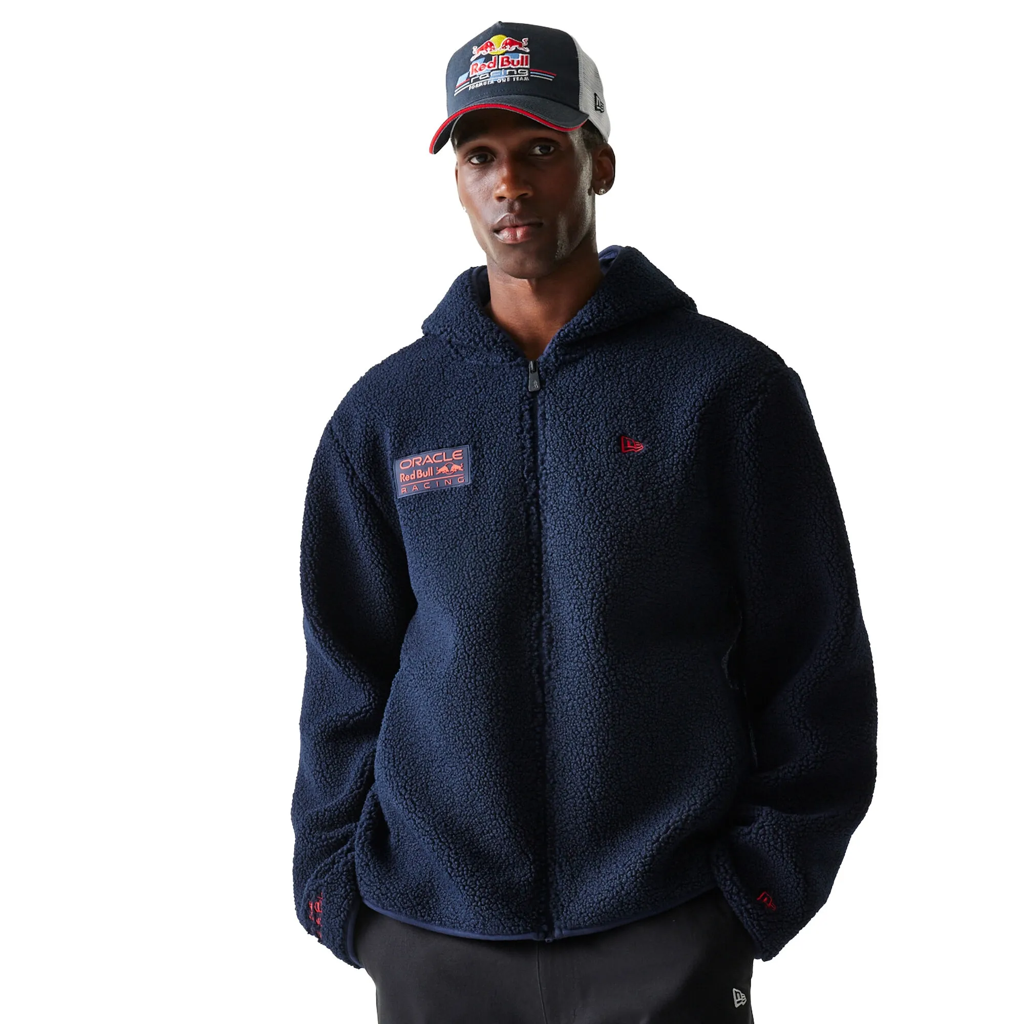 Red Bull Racing Dark Blue Hooded Sherpa Jacket New Era Cap adult unisex