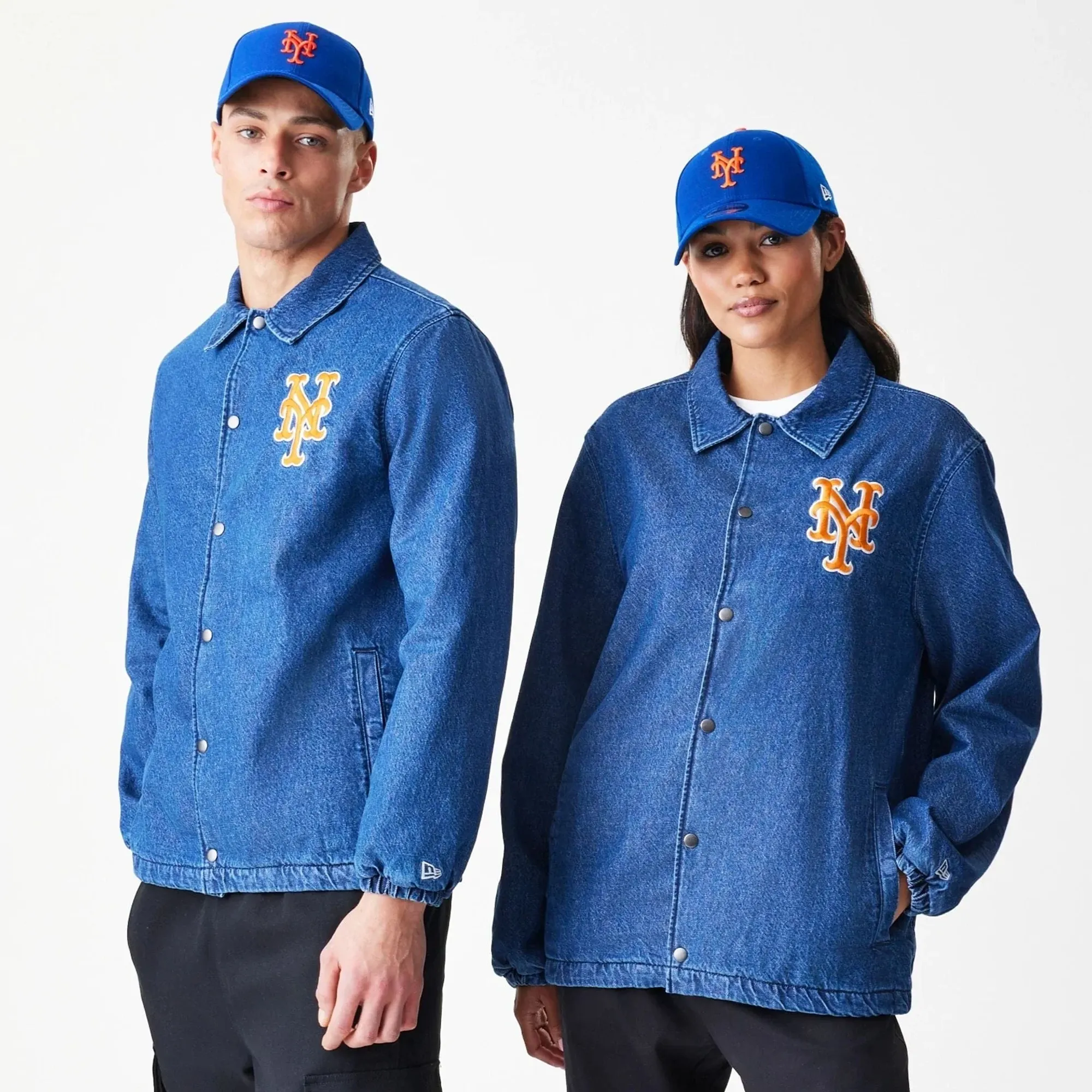 New York Mets MLB Denim Dark Blue Coaches Jacket New Era Cap adult unisex