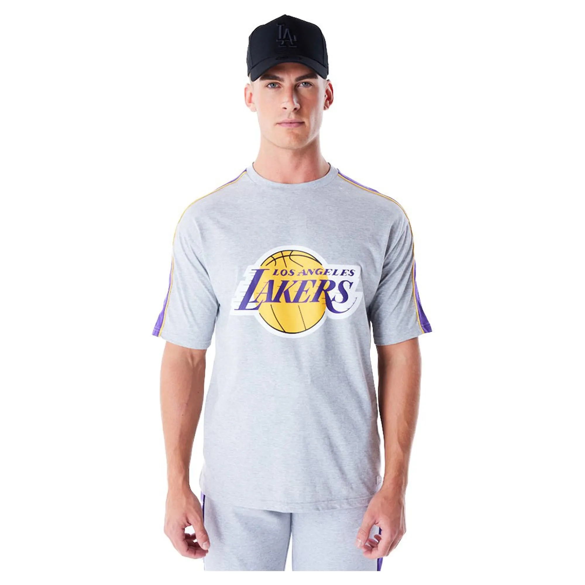 LA Lakers NBA Panel Grey Oversized T-Shirt New Era Cap adult unisex