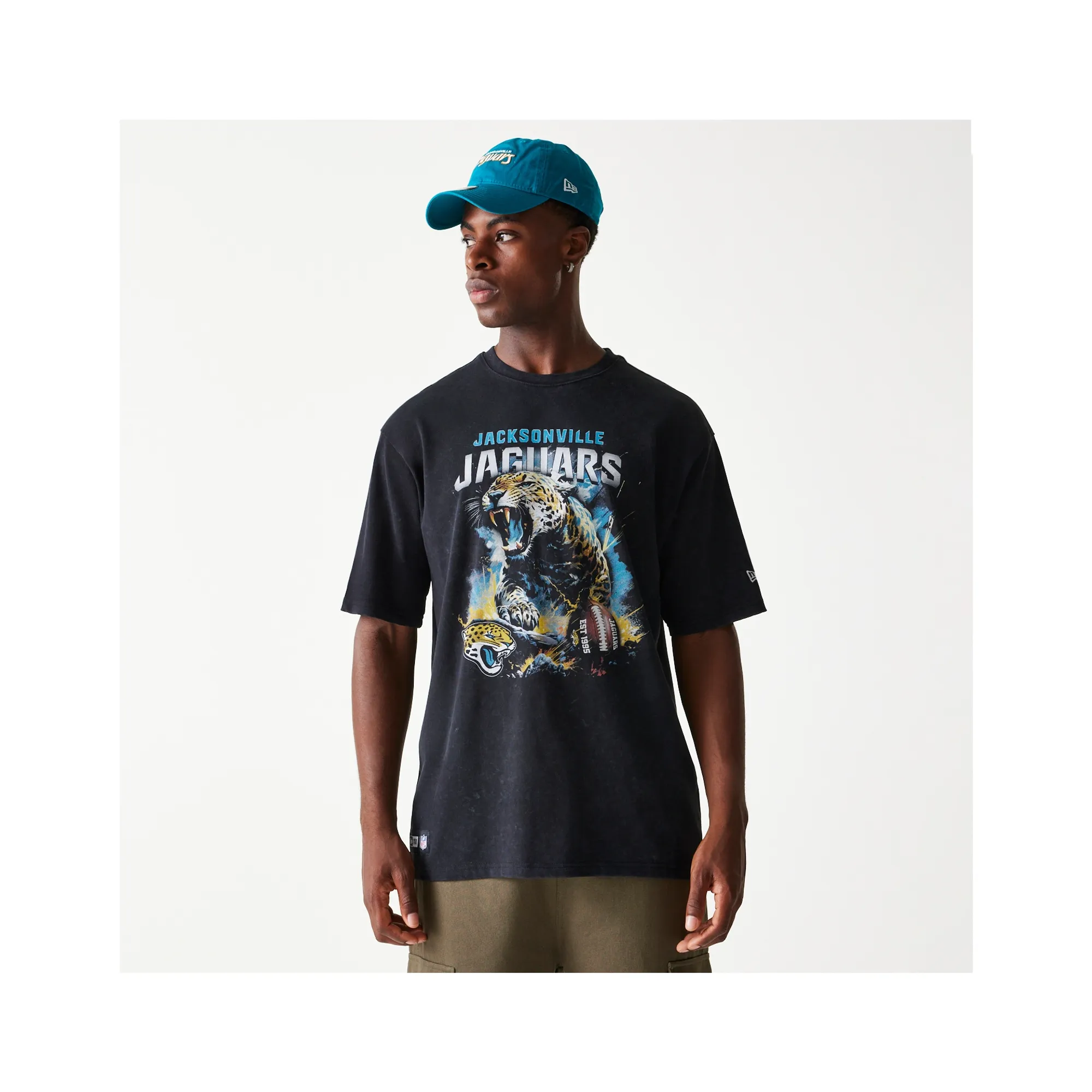Jacksonville Jaguars NFL Games Premium Apparel Black Oversized T-Shirt New Era Cap adult unisex