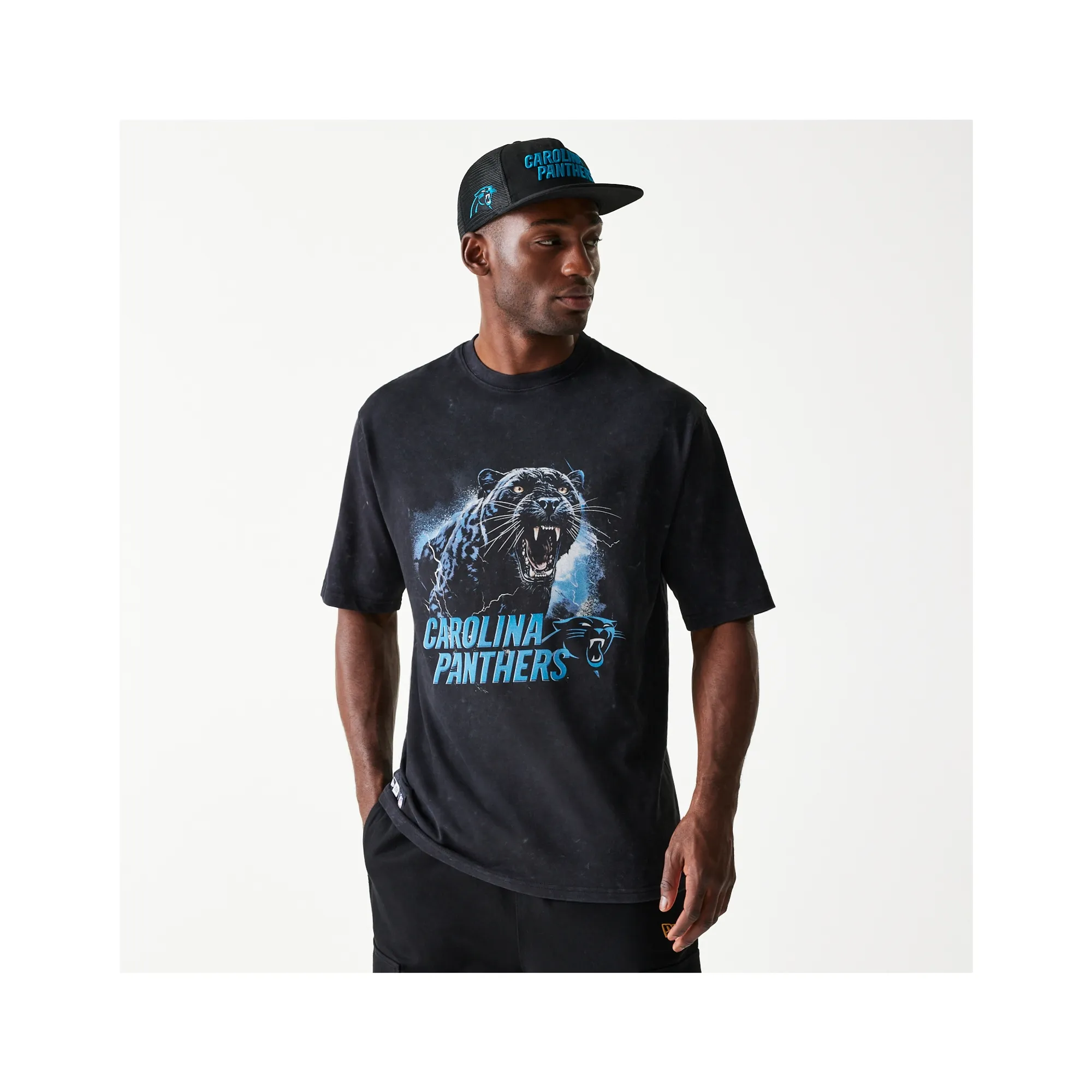 Carolina Panthers NFL Games Premium Apparel Black Oversized T-Shirt New Era Cap adult unisex