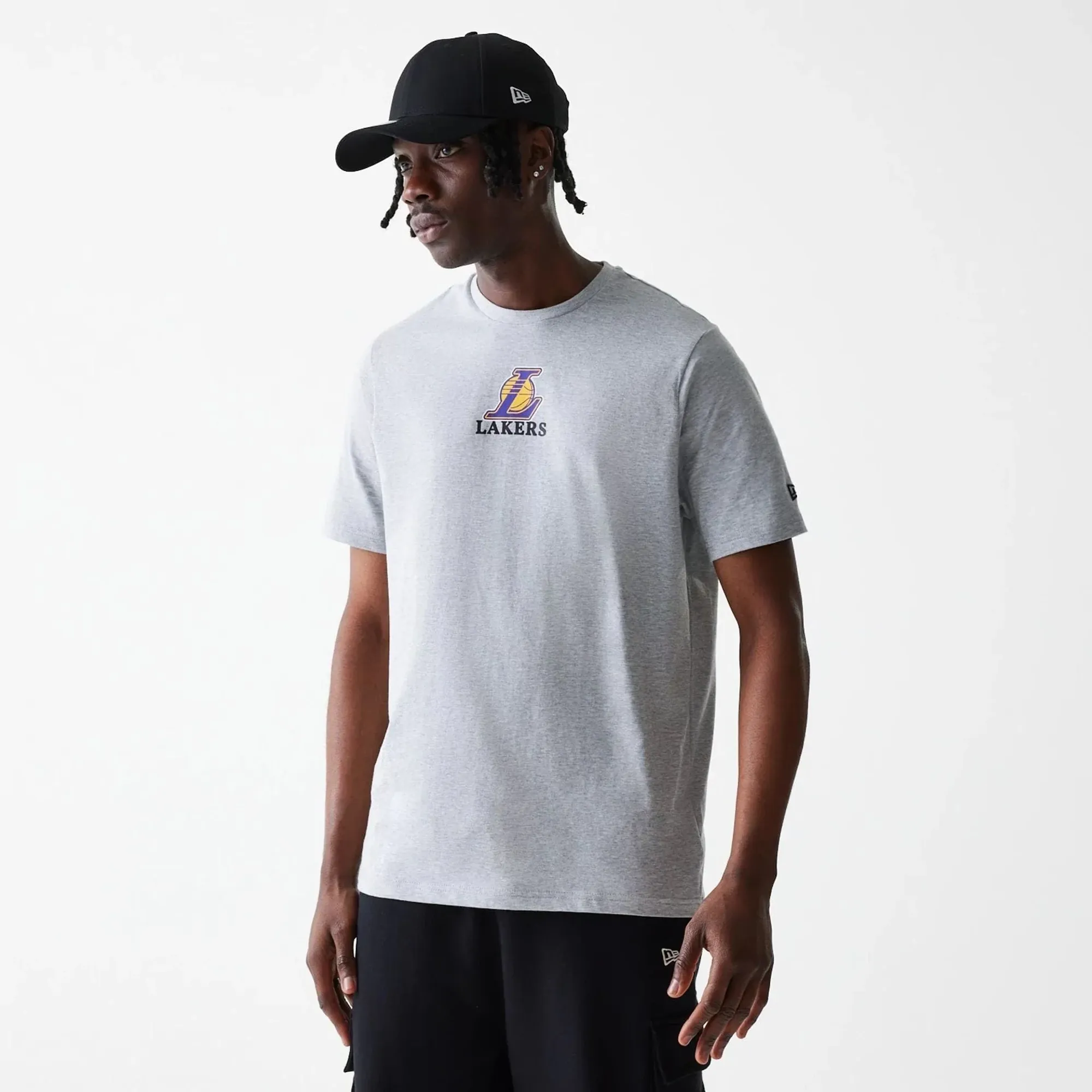 LA Lakers NBA Logo Grey T-Shirt New Era Cap adult unisex