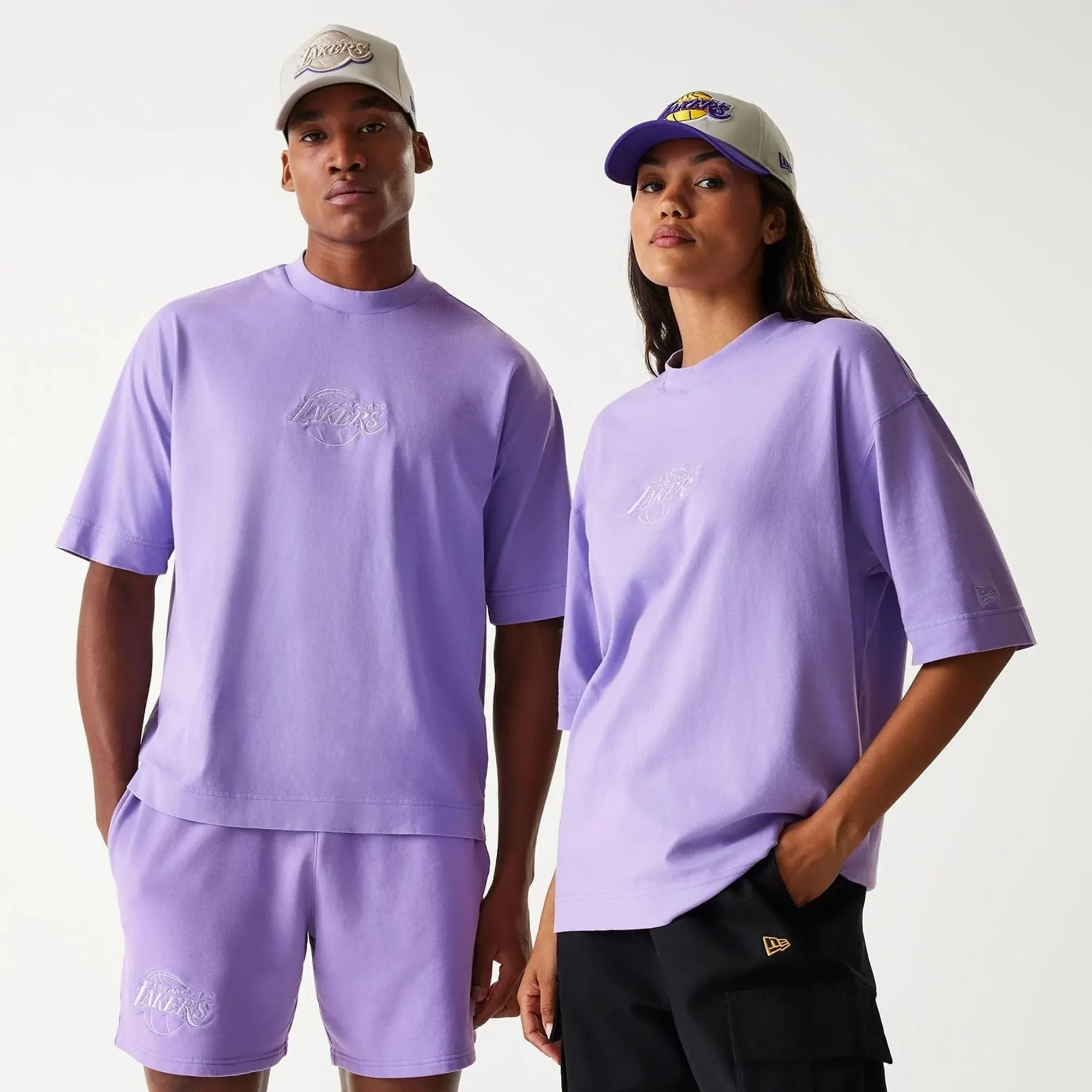 LA Lakers NBA Washed Purple Box T-Shirt New Era Cap adult unisex