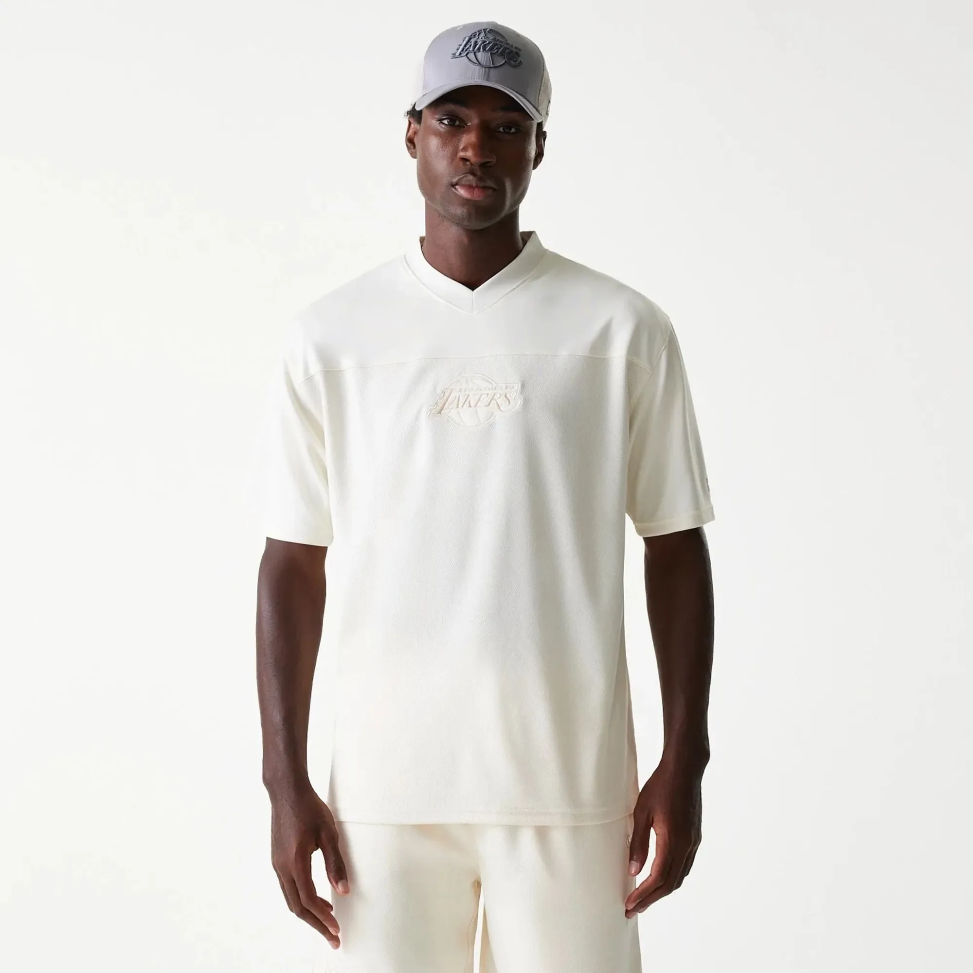 LA Lakers NBA Tonal Open White Mesh Jersey New Era Cap adult unisex