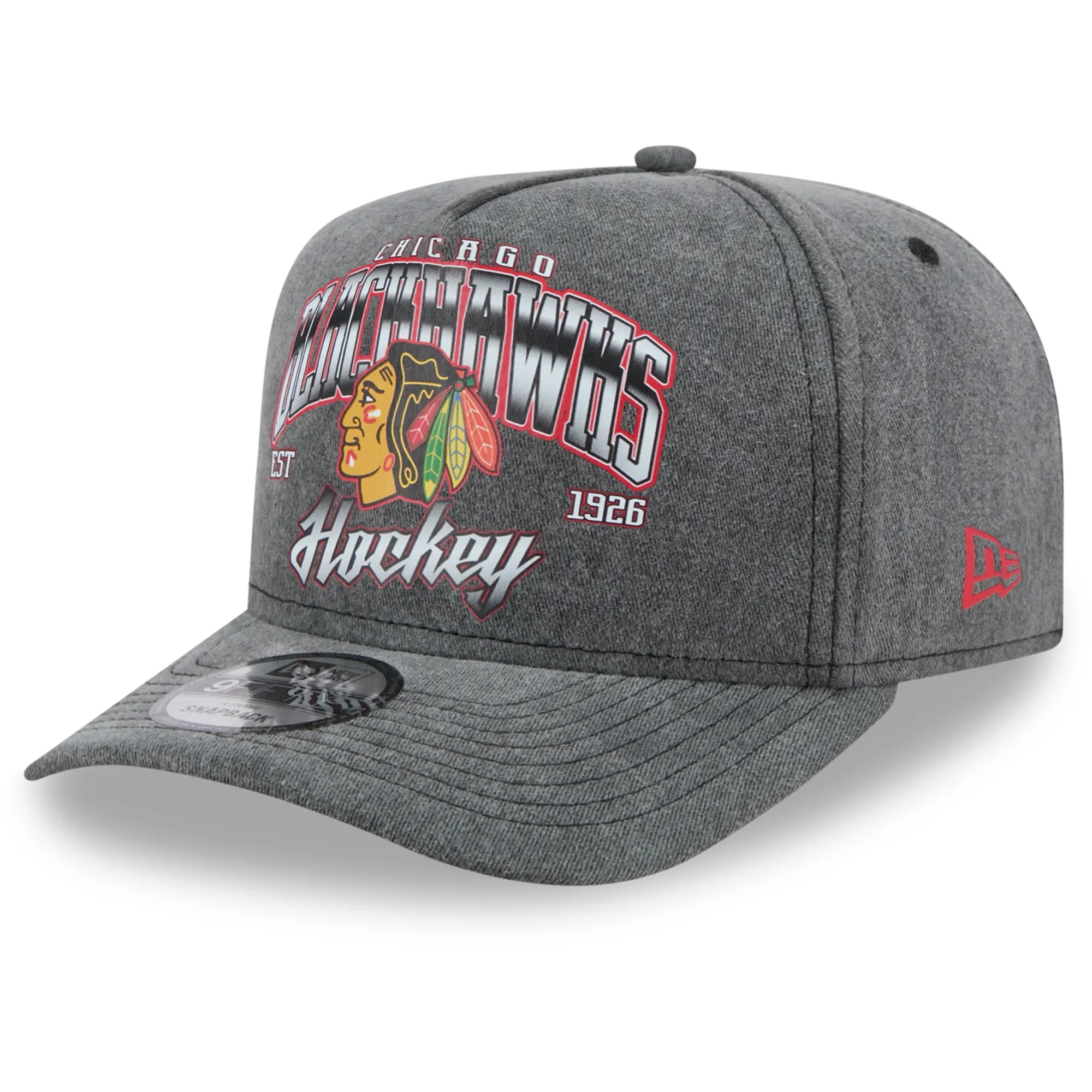 Chicago Blackhawks NHL Washed Black 9FIFTY A-Frame Adjustable Cap New Era Cap adult unisex