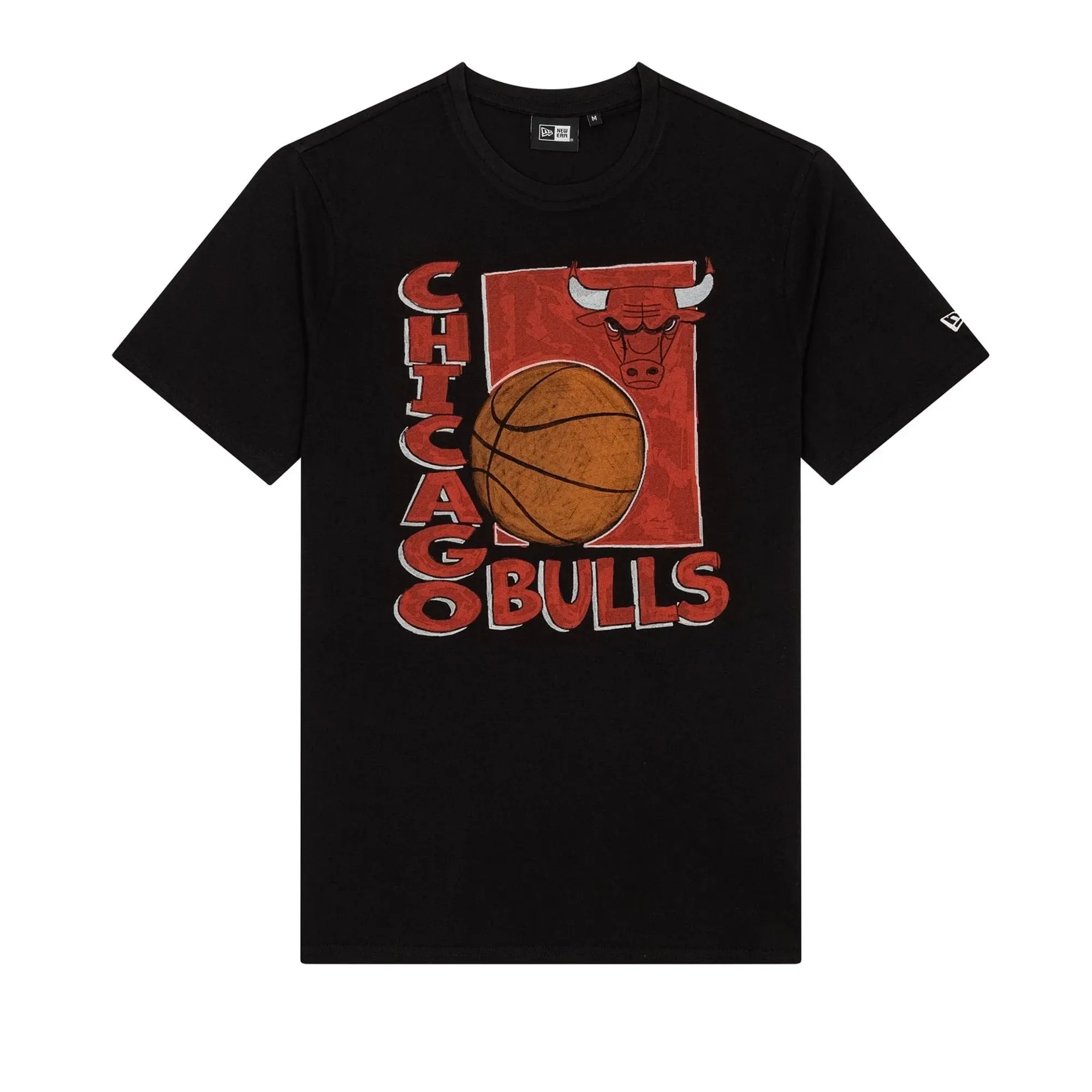 Chicago Bulls NBA Wordmark Black T-Shirt New Era Cap adult unisex