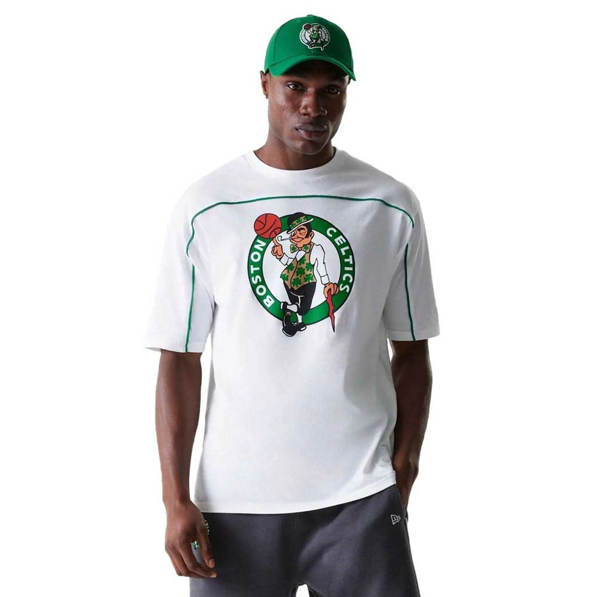 Boston Celtics NBA Piping White Oversized T-Shirt New Era Cap adult unisex