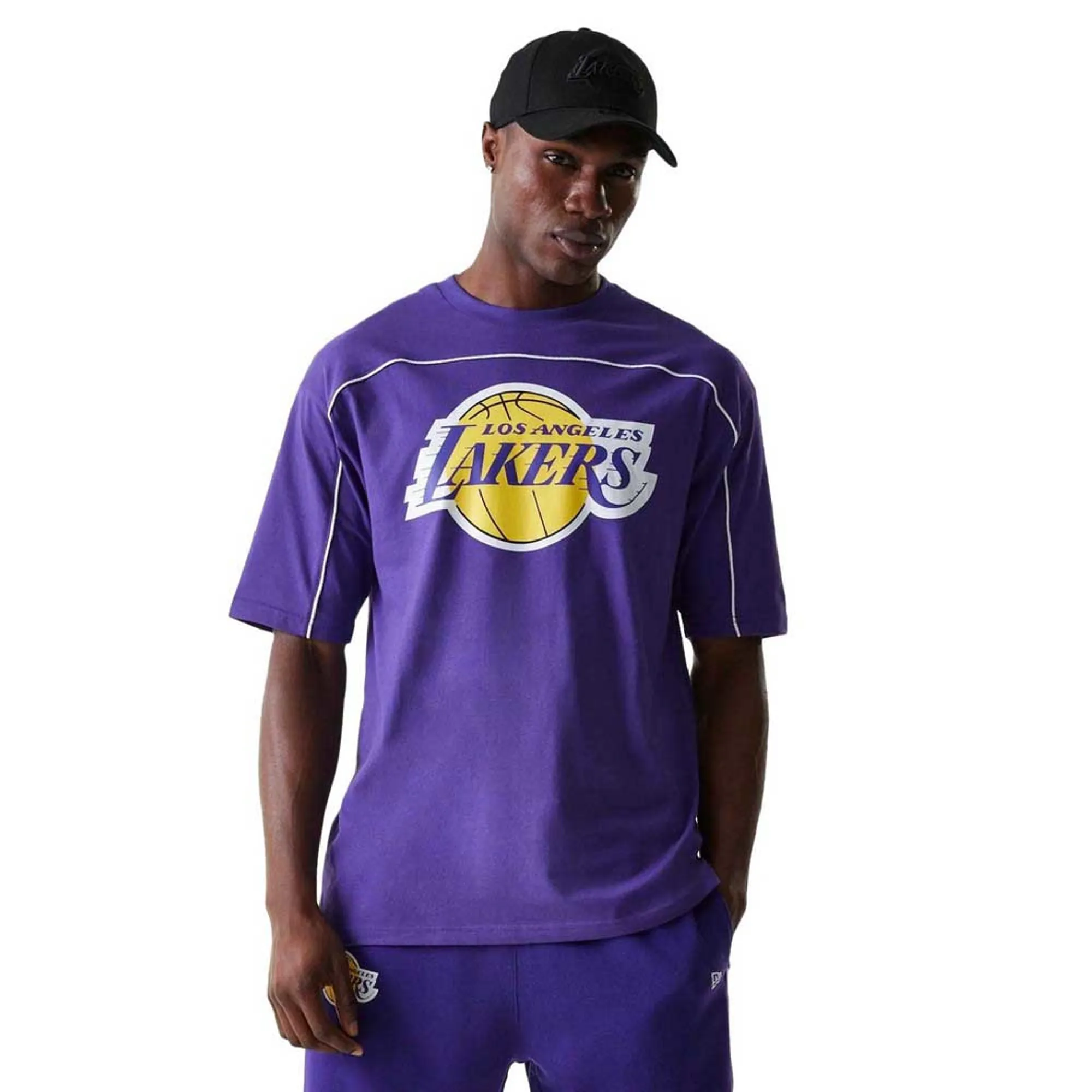 LA Lakers NBA Piping Purple Oversized T-Shirt New Era Cap adult unisex