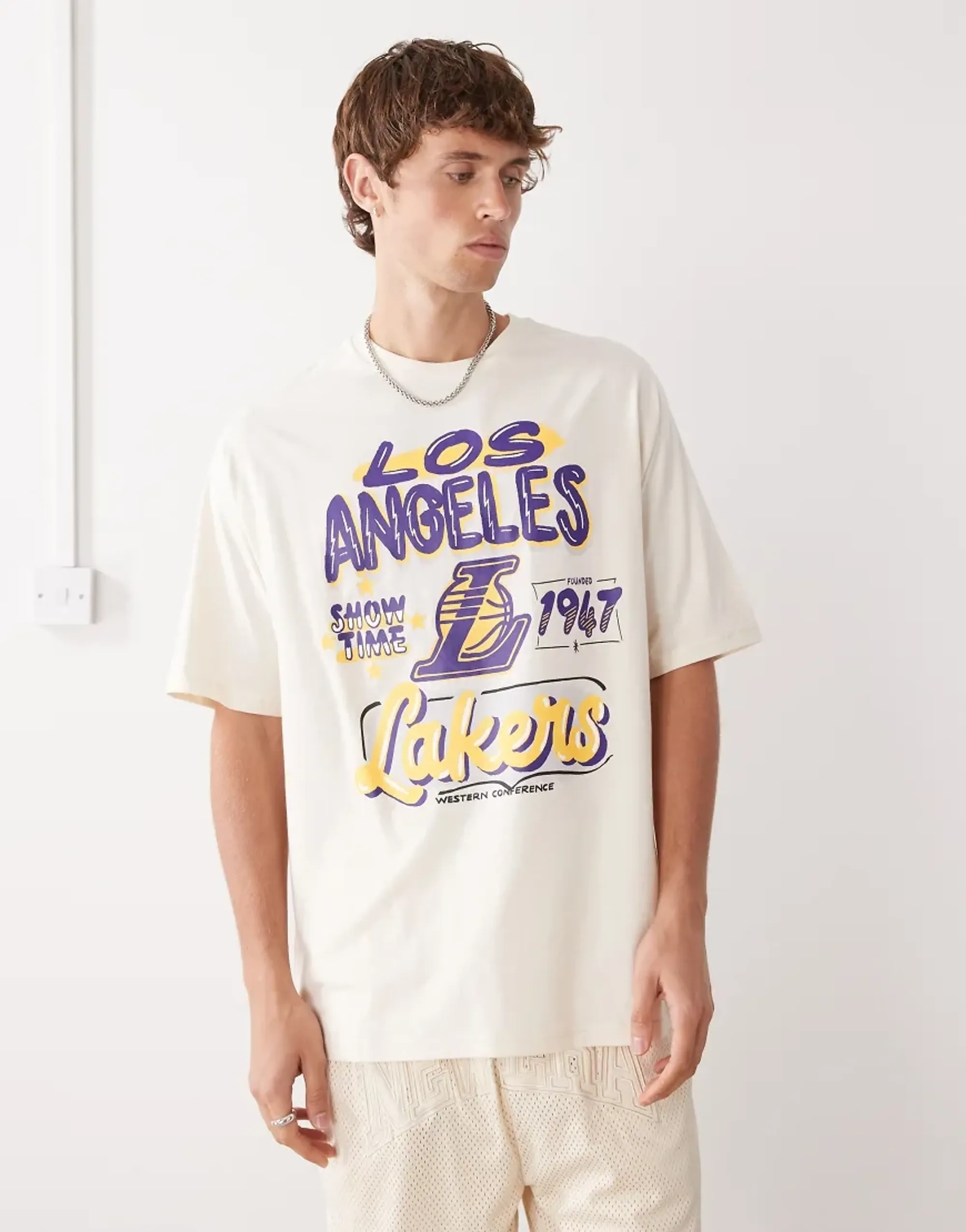 New Era Cap New Era La Lakers Oversized T-Shirt In White