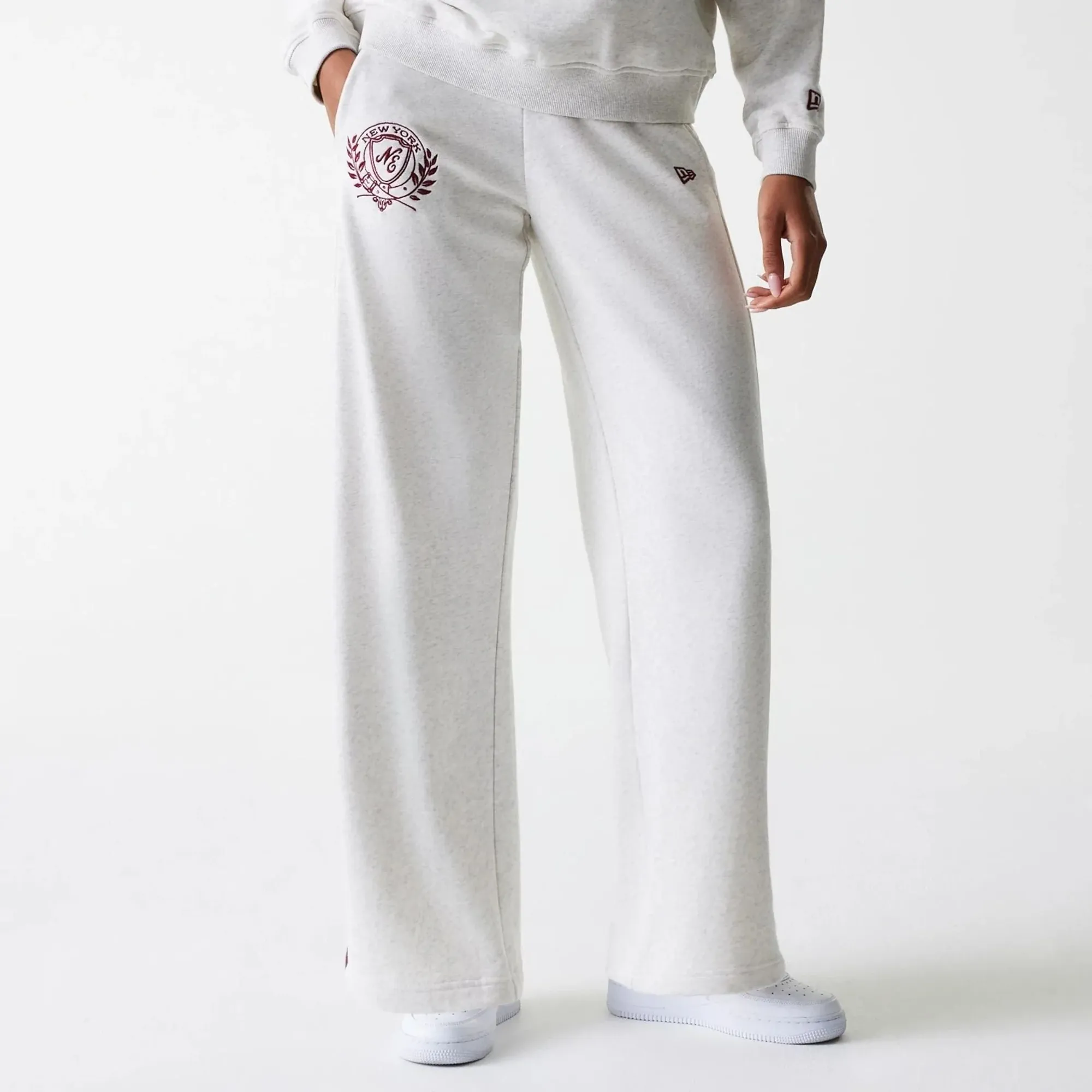 Womens New Era Pastel Grey Straight Leg Joggers adult female