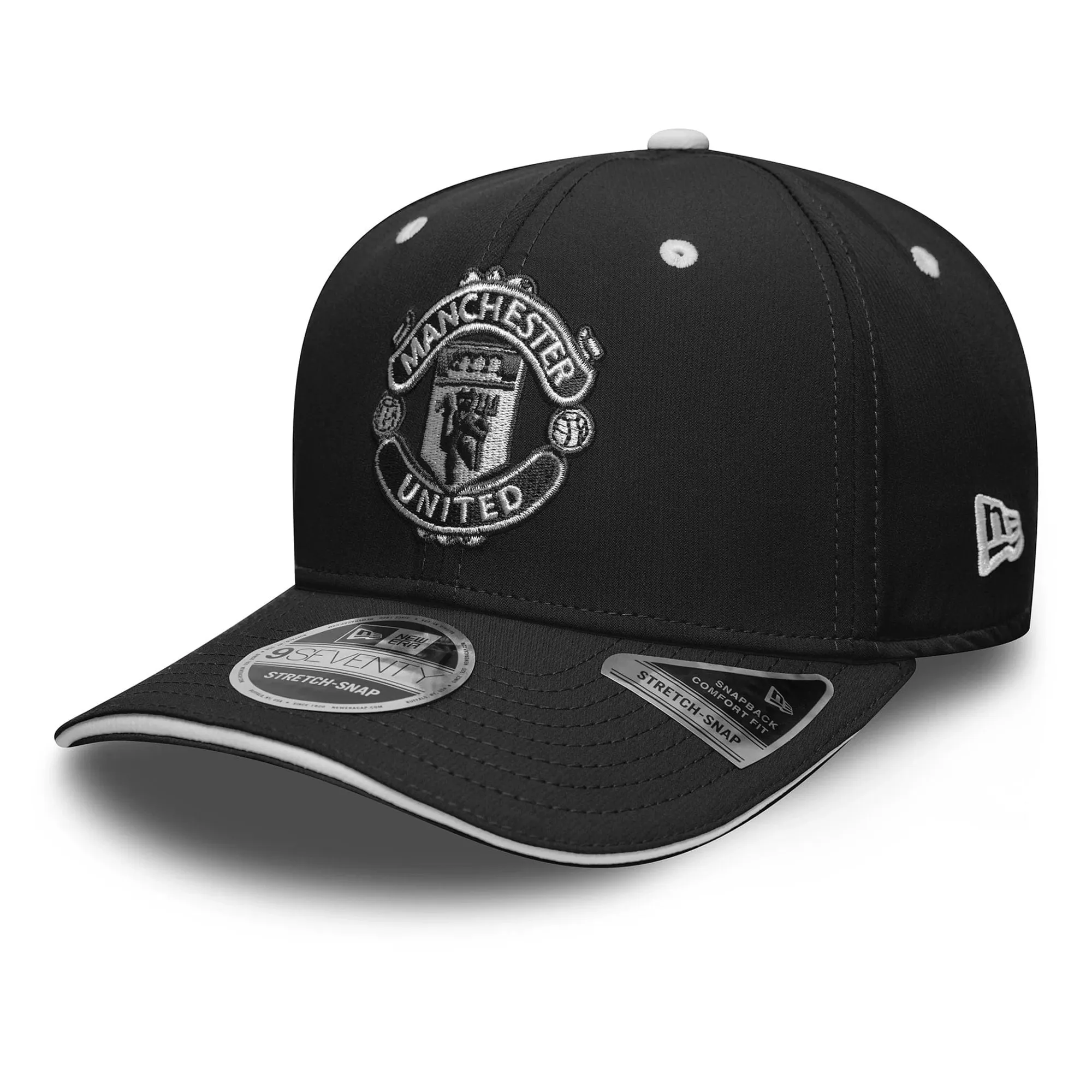 Manchester United FC Recycled Black 9SEVENTY Stretch Snap Adjustable Cap New Era Cap adult unisex