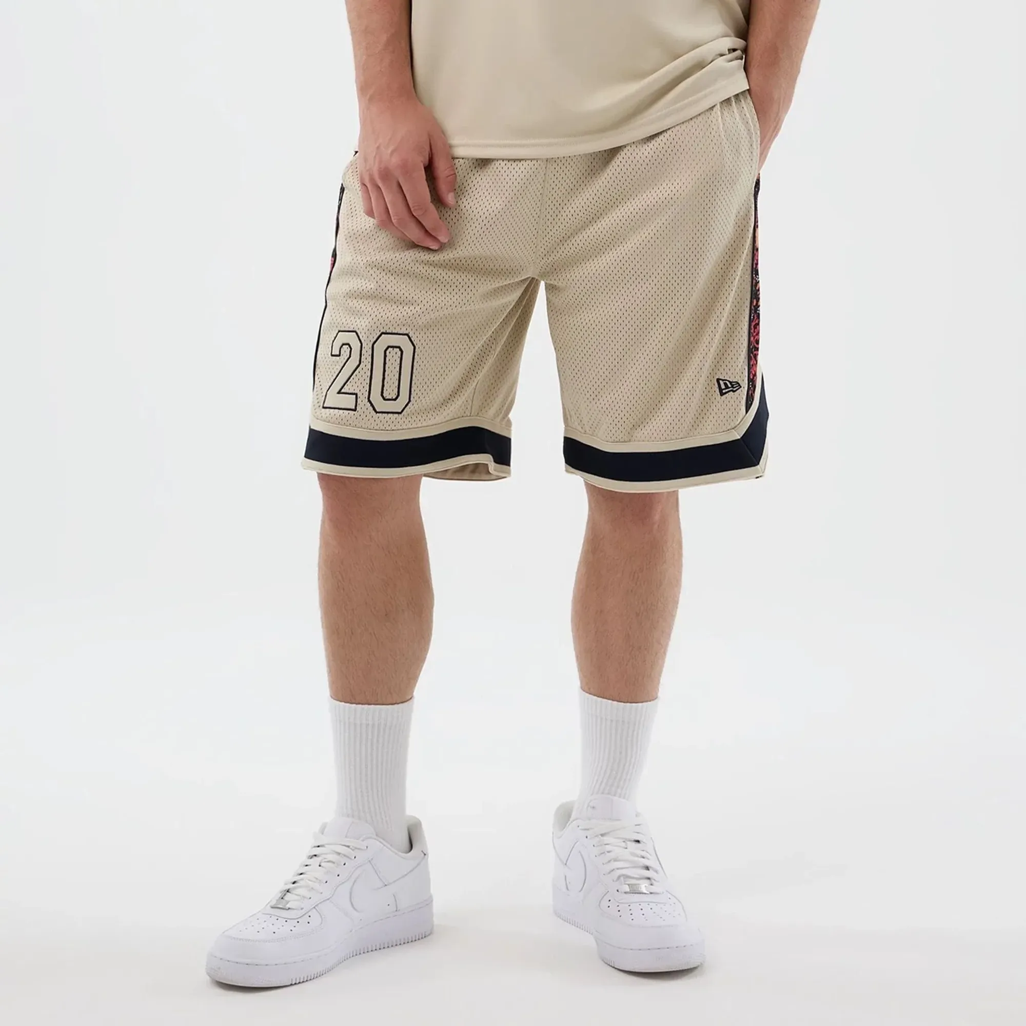New Era Mesh Light Beige Mesh Shorts adult unisex