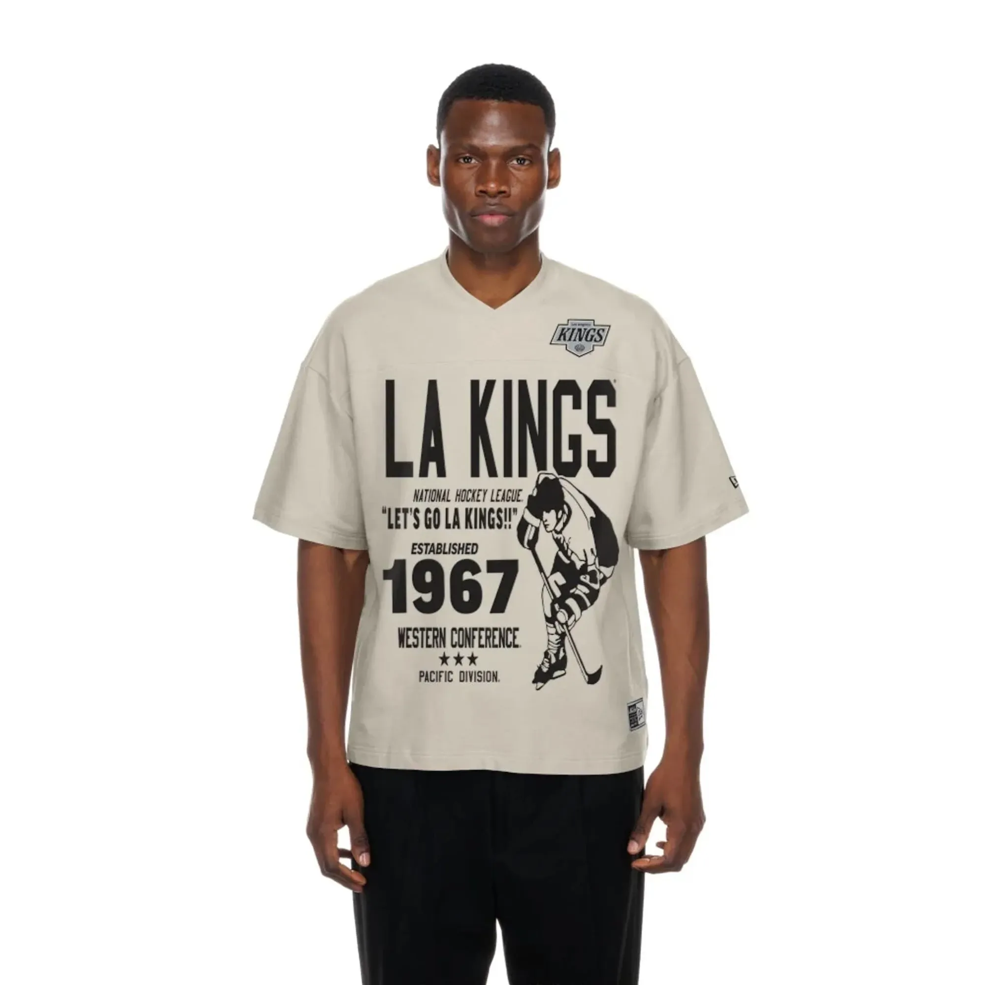 LA Kings NHL Throwback Prep Light Beige T-Shirt New Era Cap adult unisex