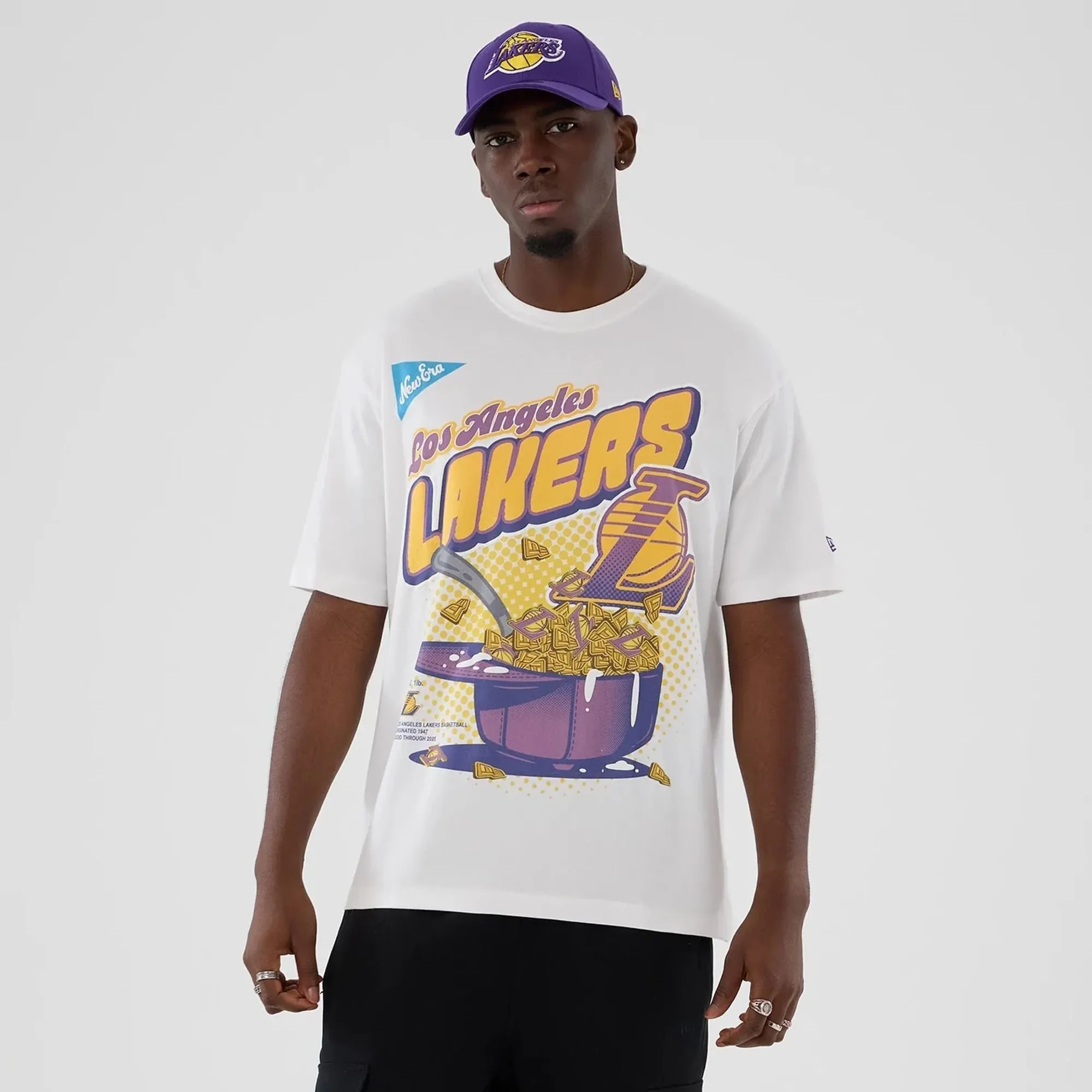 LA Lakers NBA Lifestyle Graphic White T-Shirt New Era Cap adult unisex