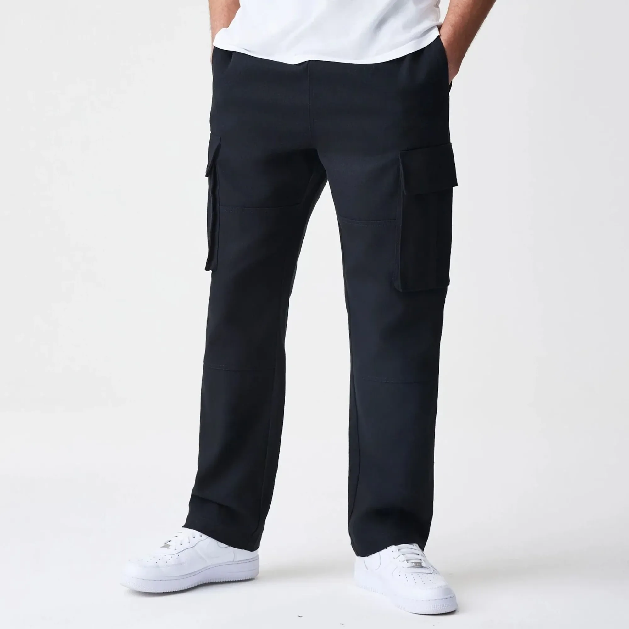 New Era Cargo Black Straight Leg Trousers adult unisex