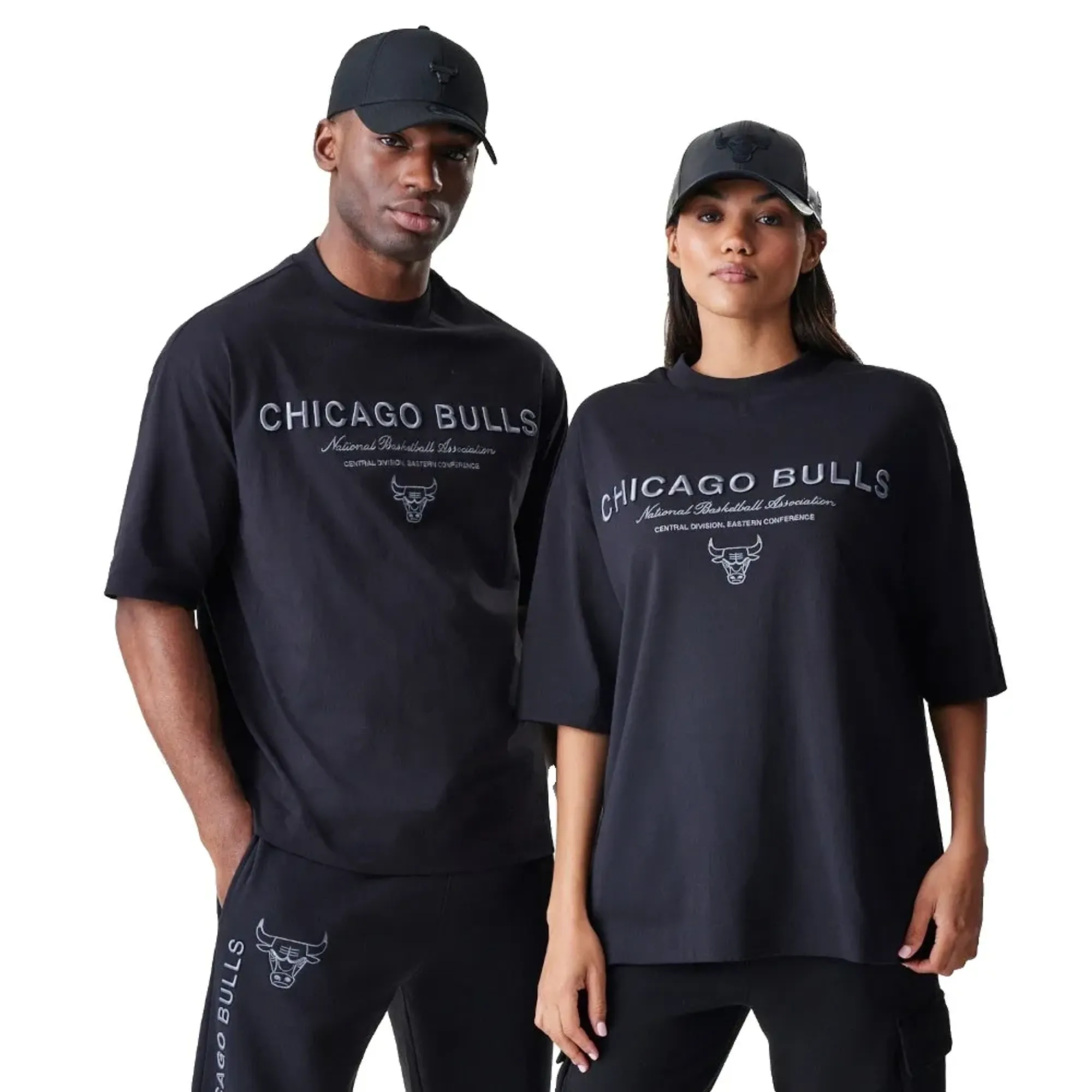Chicago Bulls NBA Linear Black T-Shirt New Era Cap adult unisex