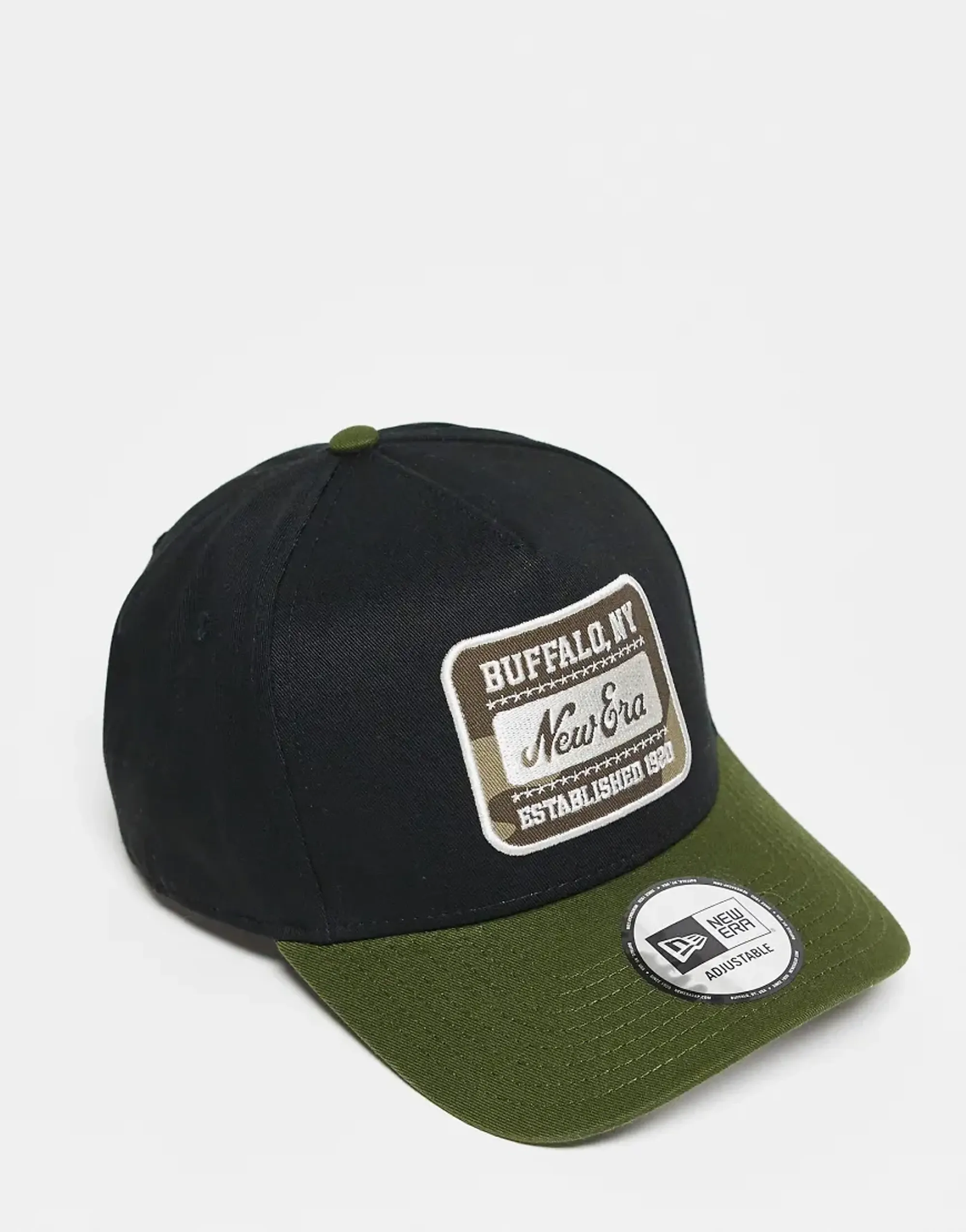 New Era Cap Cap New Era Camo Patch Black 9Forty E-Frame Adjustable Cap Black/ Rifle Green Universal