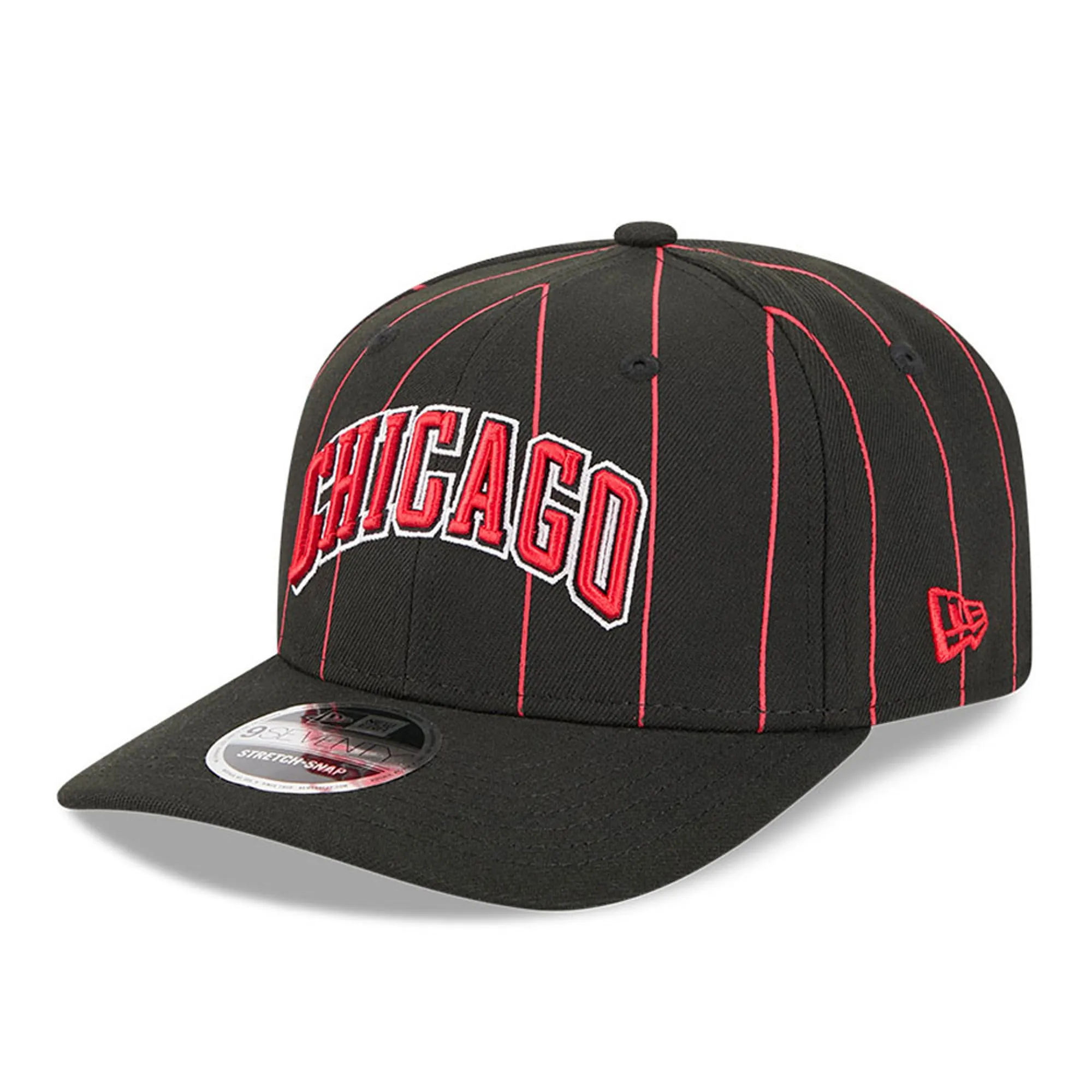 Chicago Bulls NBA Statement Black 9SEVENTY Stretch Snap Adjustable Cap New Era Cap adult unisex