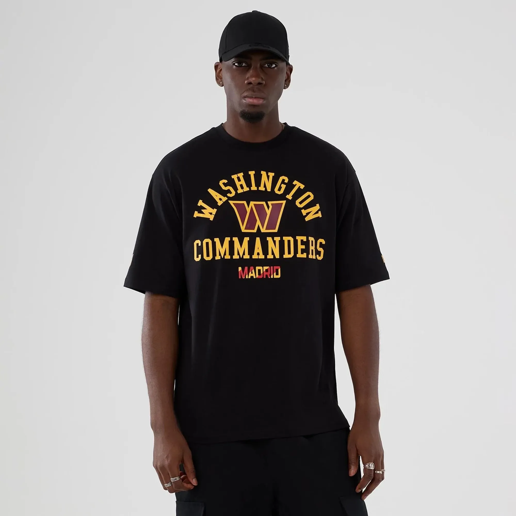 Washington Commanders NFL International Series Games 2025 Black Oversized T-Shirt New Era Cap adult unisex