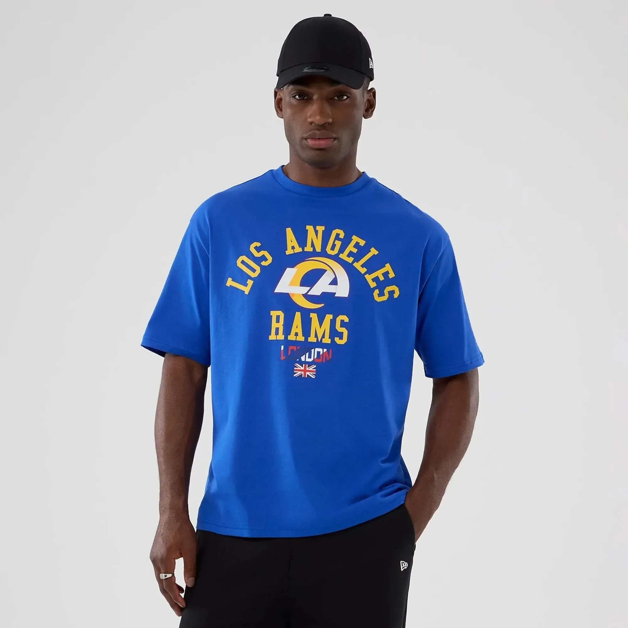 LA Rams NFL International Series Games 2025 Bright Blue Oversized T-Shirt New Era Cap adult unisex