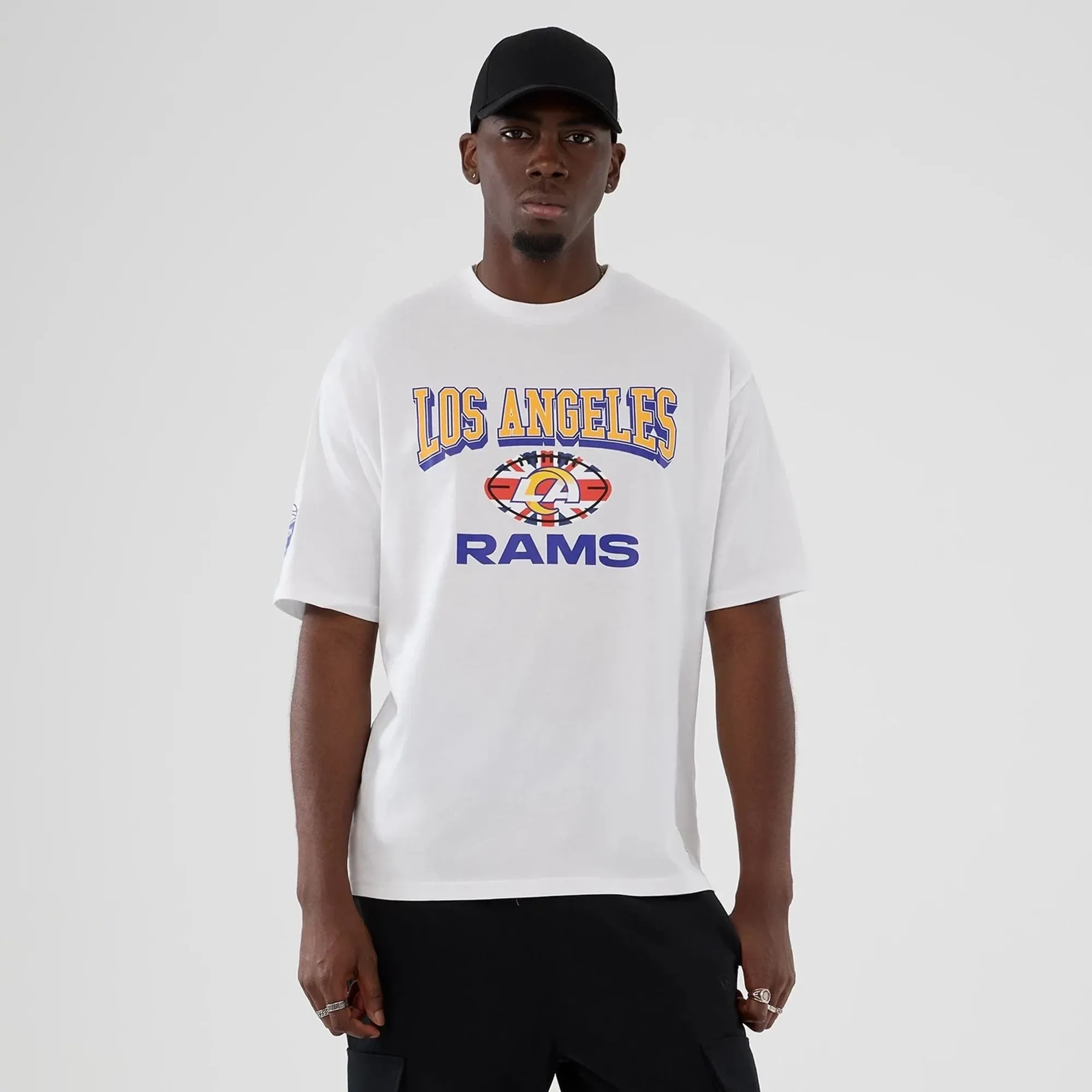 LA Rams NFL International Series Games 2025 White Oversized T-Shirt New Era Cap adult unisex