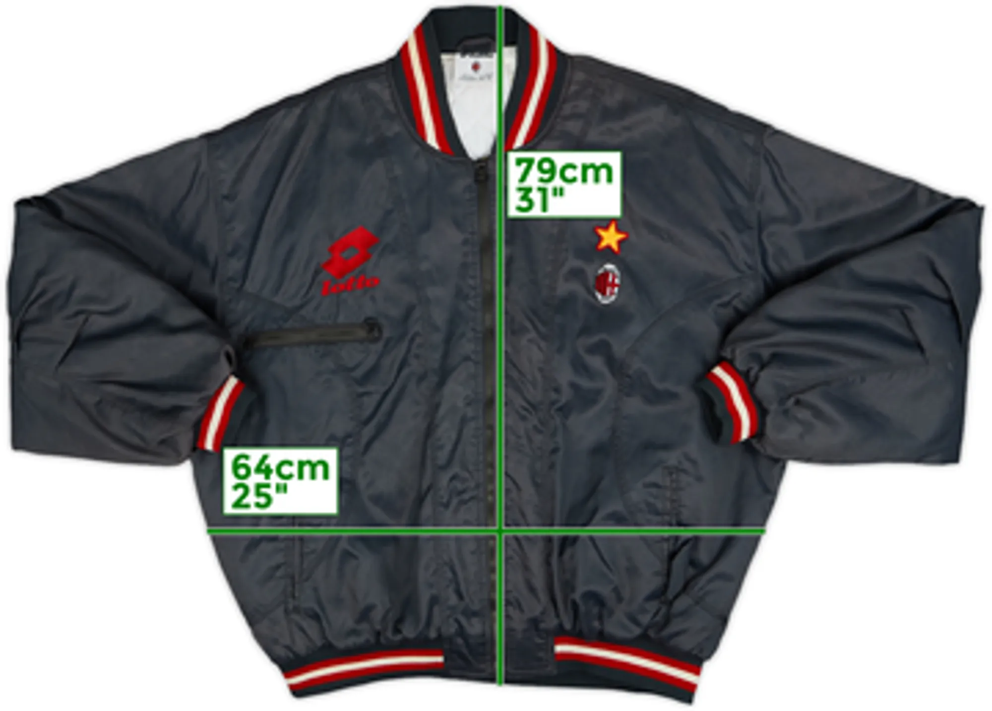 1995-96 AC Milan Lotto Padded Bomber Jacket - 9/10 - (L)