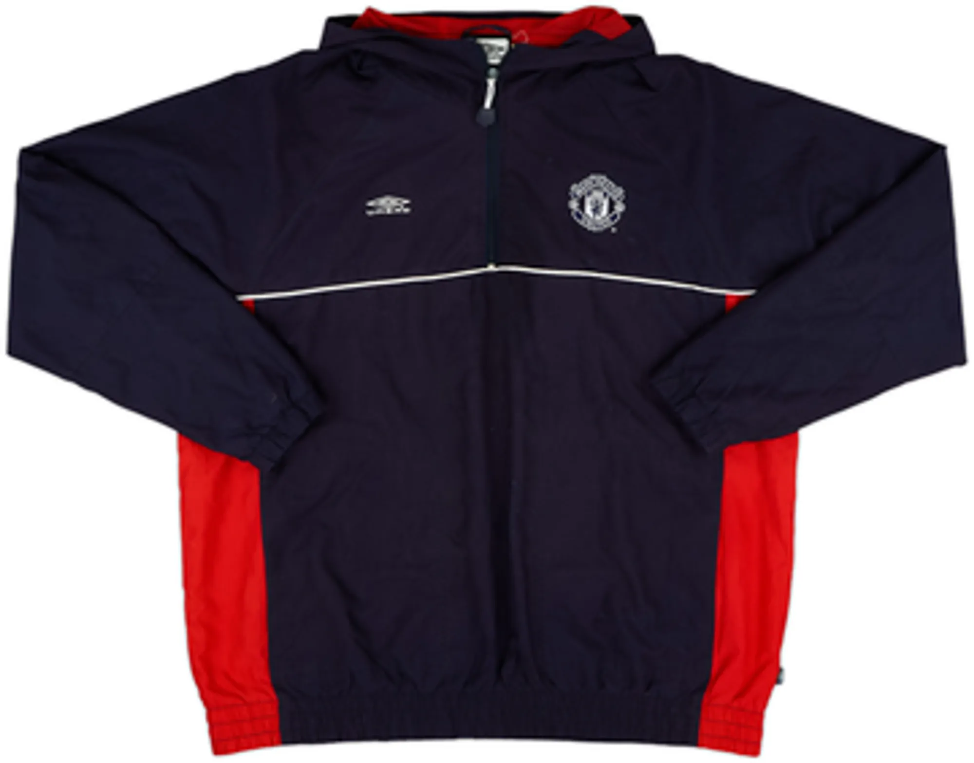 2000-02 Manchester United Umbro 1/4 Zip Hooded Track Jacket - 7/10 - (M)