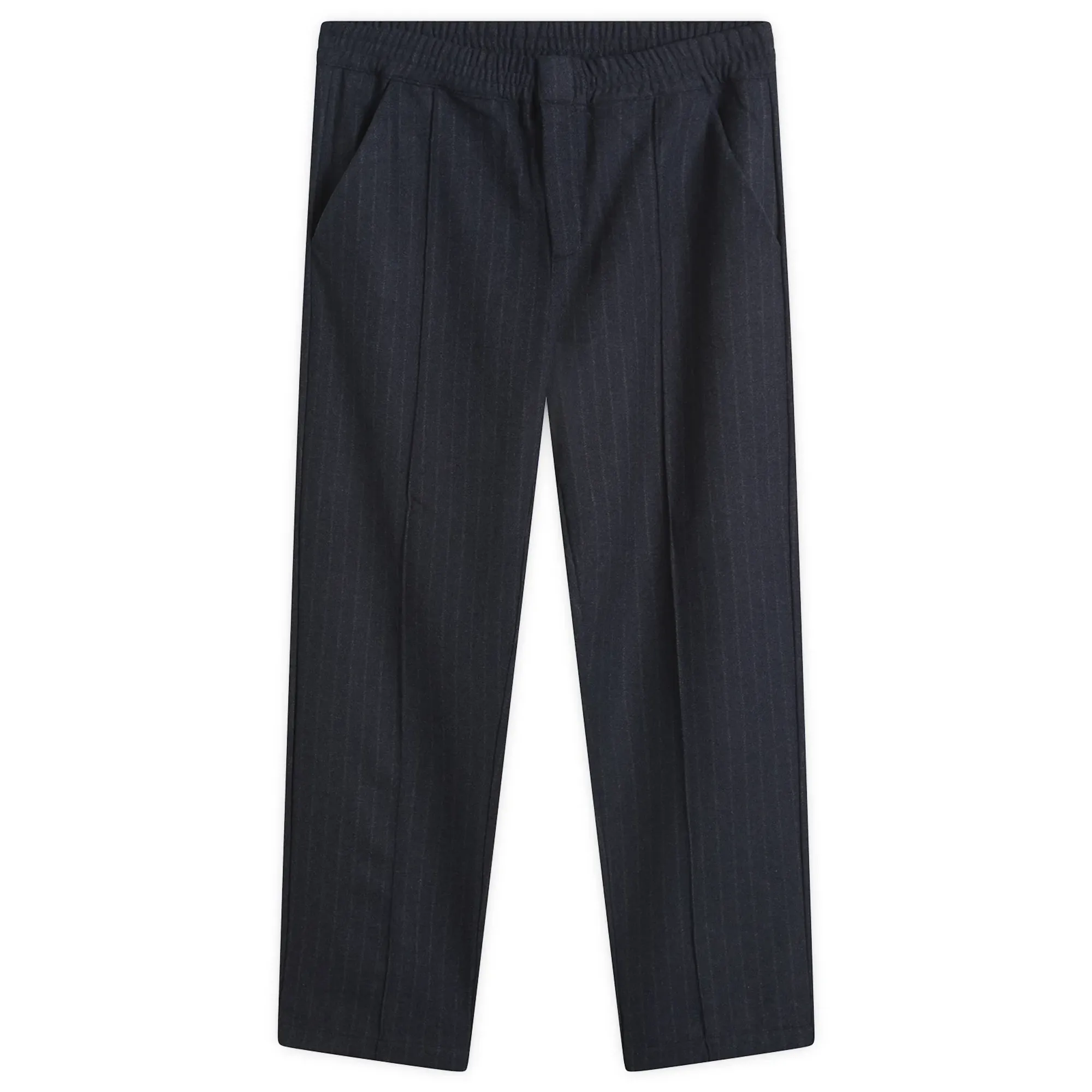 Folk Men's Pintuck Trouser Navy Wool Stripe