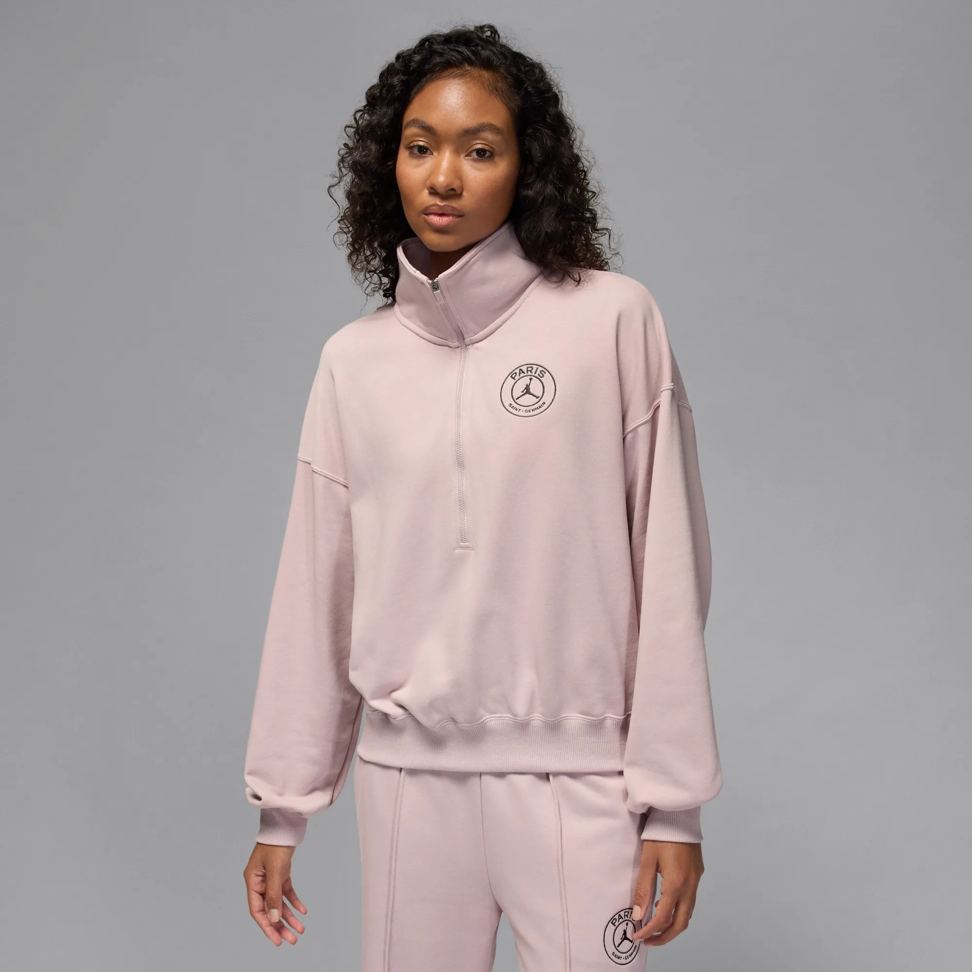 Paris Saint-Germain Women's Fleece Half-Zip Sweatshirt - Pink - Cotton/Polyester