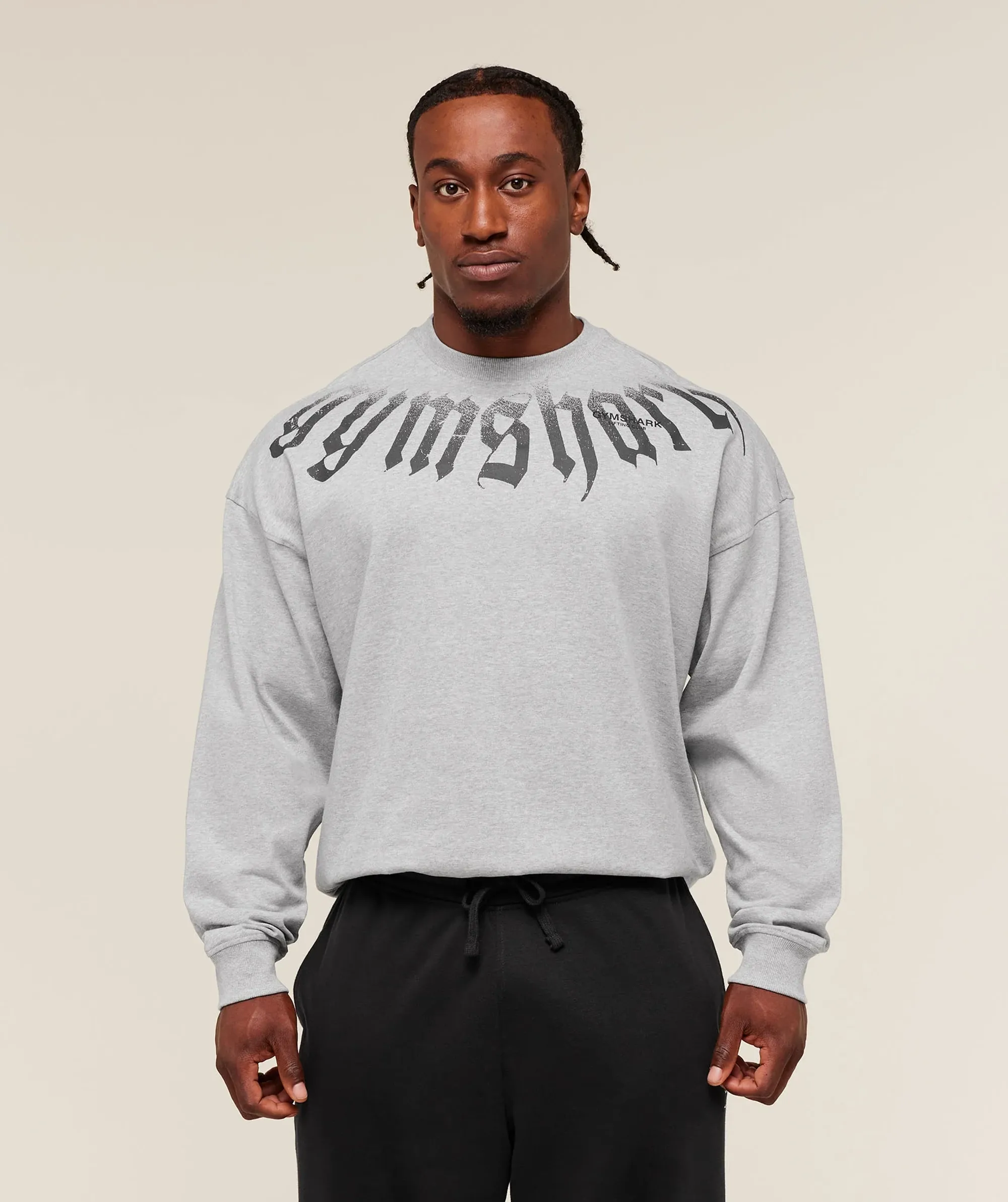  Fade Graphic Long Sleeve T-Shirt - Light Grey Core Marl