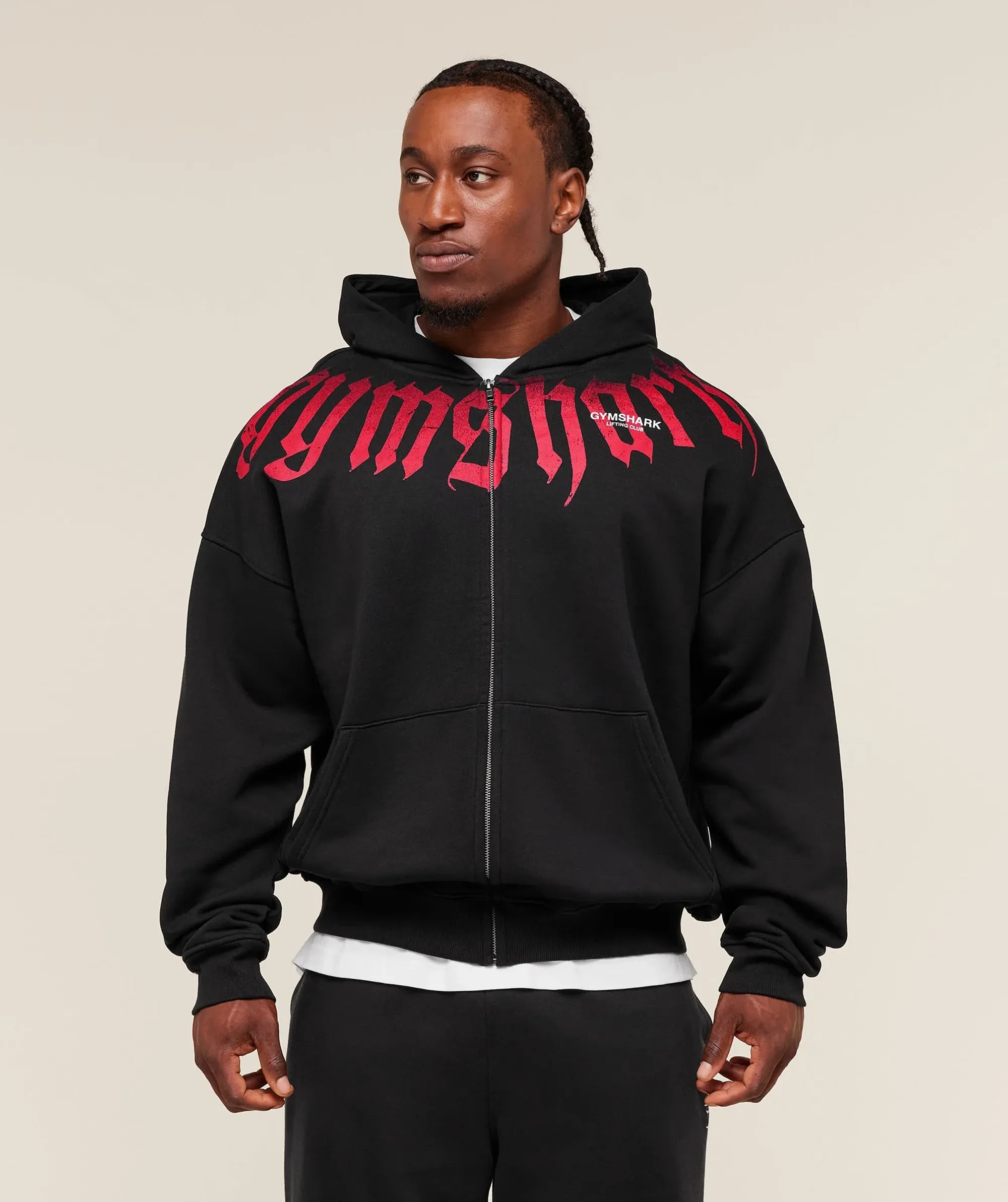  Fade Graphic Zip Up Hoodie - Black