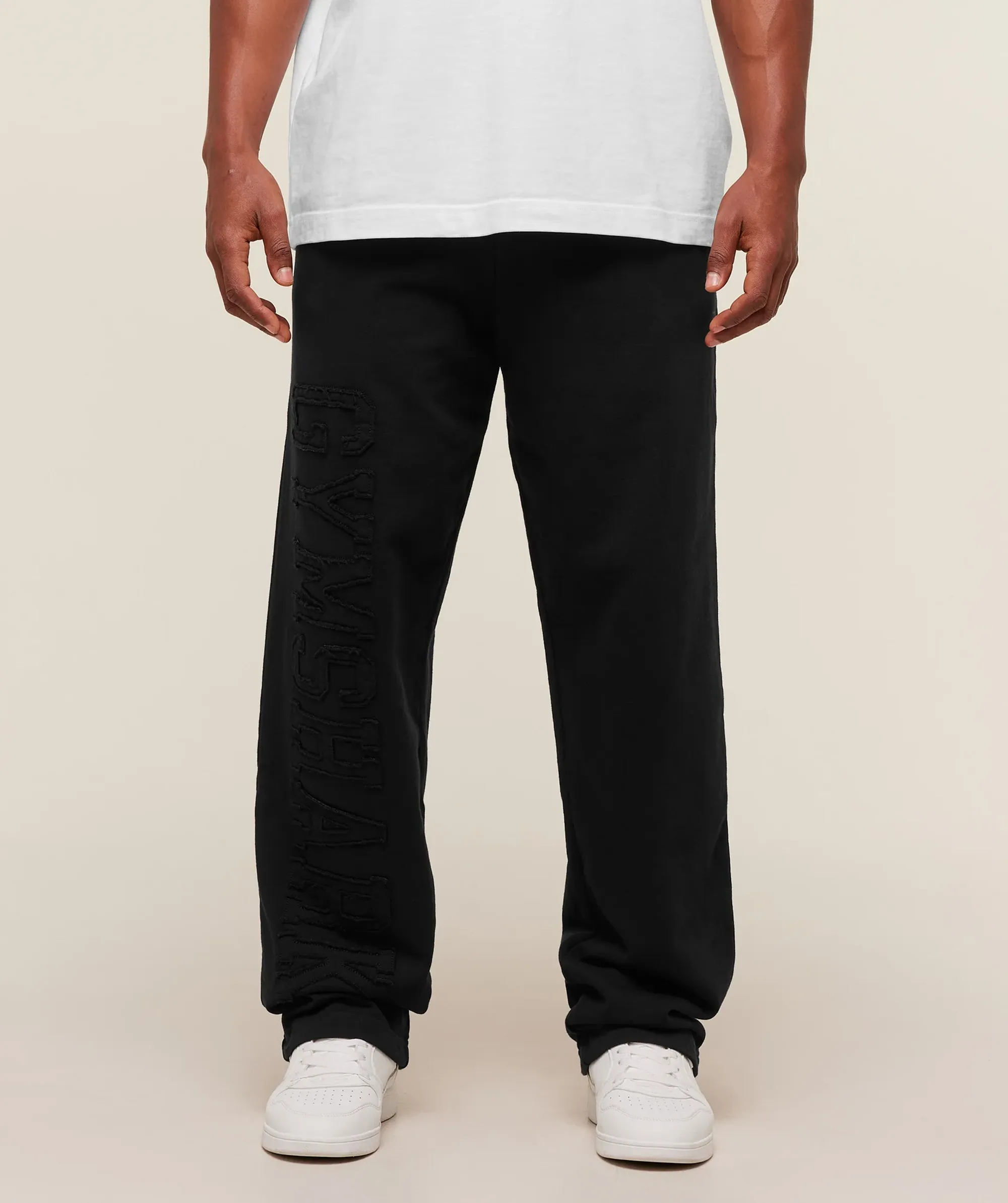 Applique Straight Leg Jogger - Black
