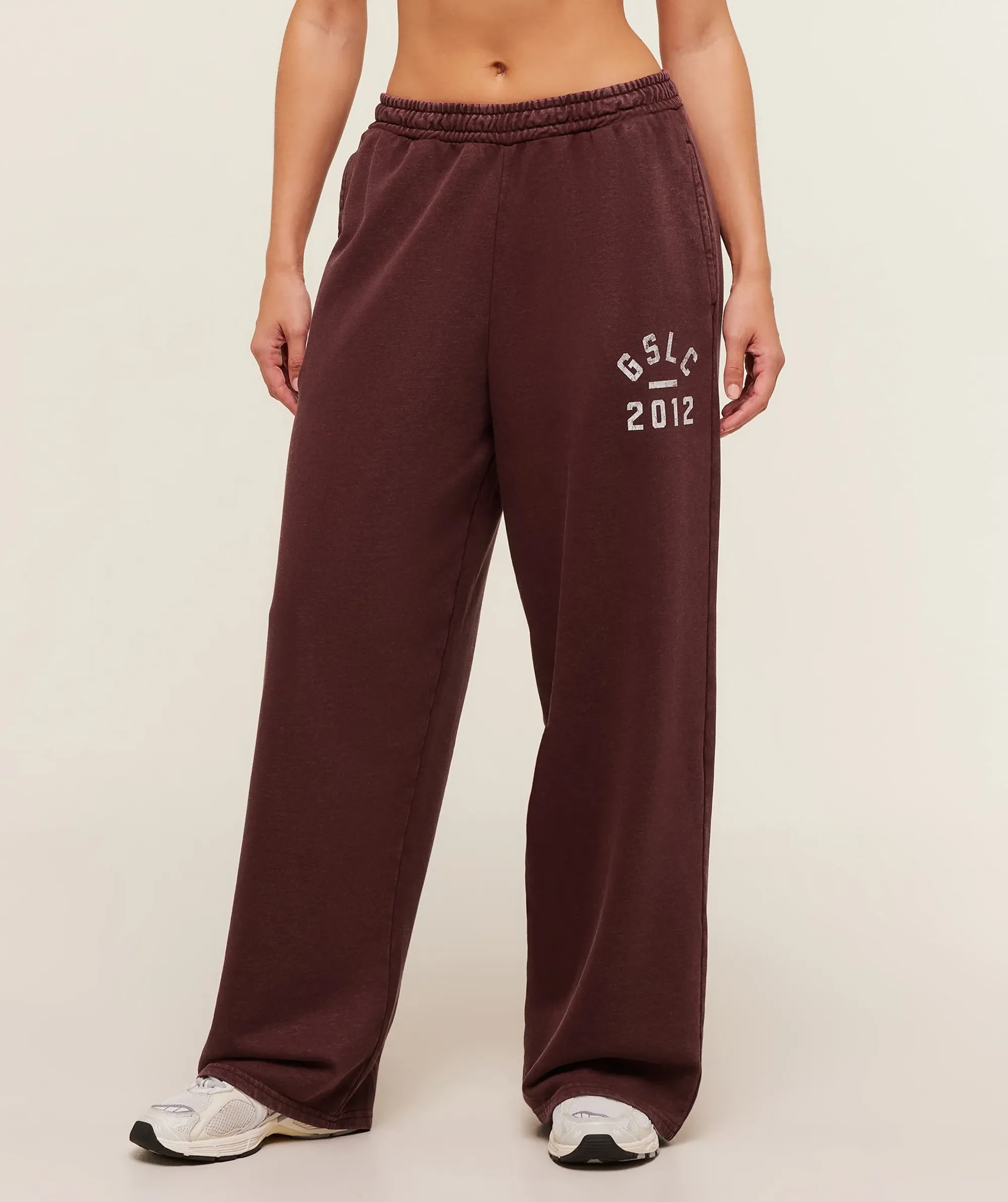   Lifting Club 2012 Graphic Wide Leg Jogger - Rich Maroon/Wash