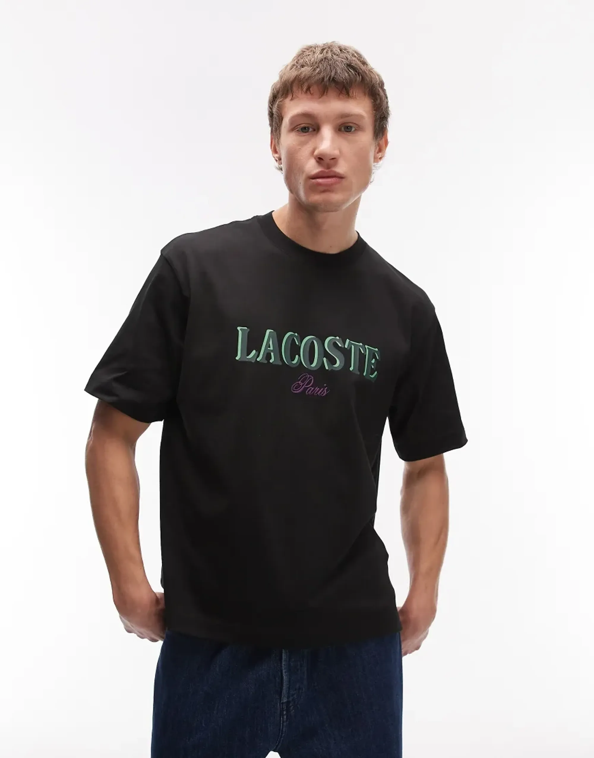 Lacoste Loose fit Printed Jersey T-shirt - Noir