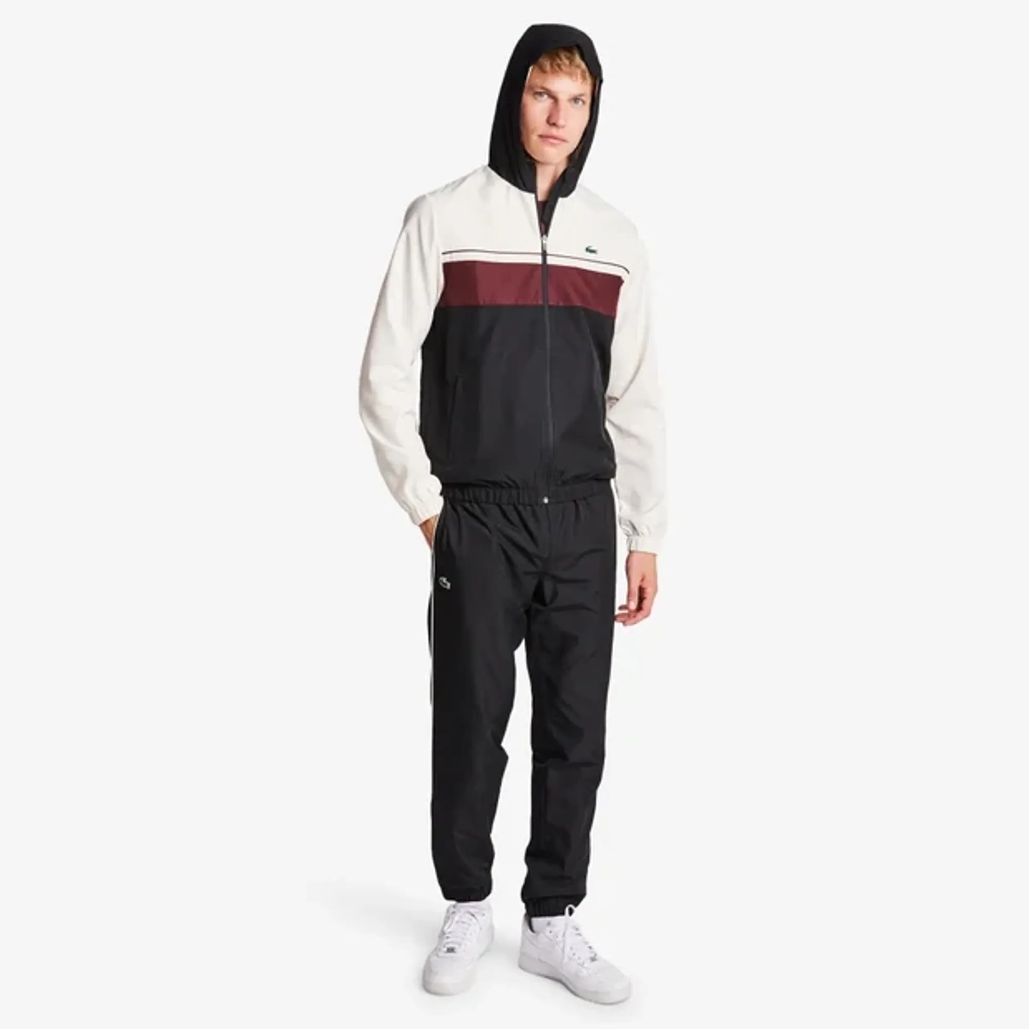 Lacoste Diamond Weave Colorblock Men Tracksuits - White