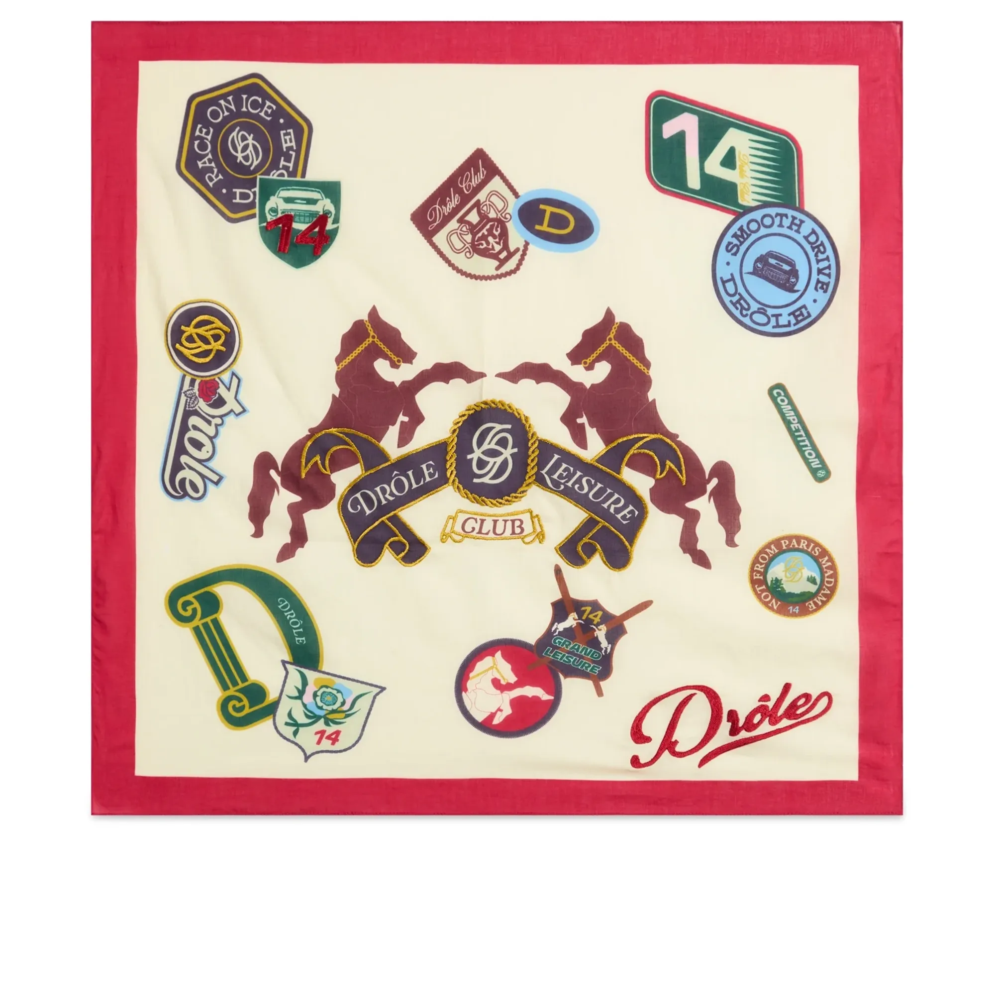 Drole De Monsieur Racing Printed Scarf Off White