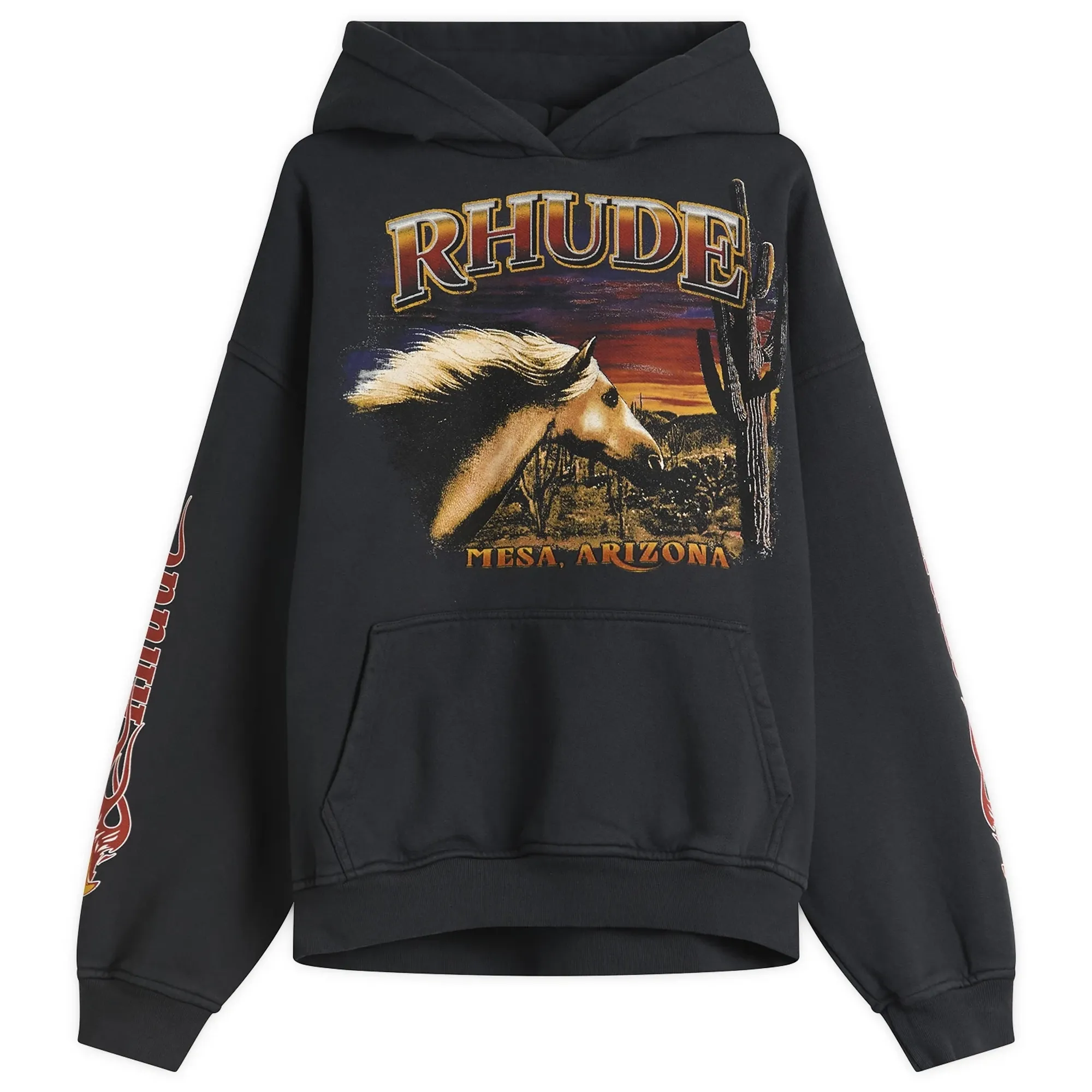 Rhude Men's Mesa Stallion Hoodie Vintage Black/ Red/ Yellow