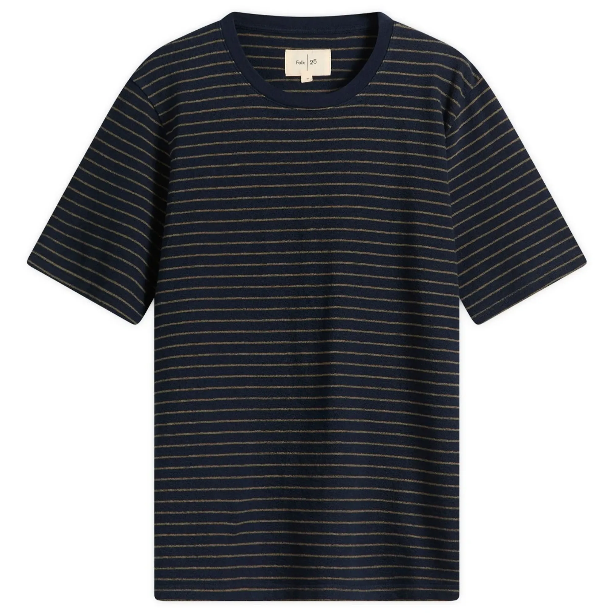 Folk Men's Textured Stripe T-Shirt Navy/Olive
