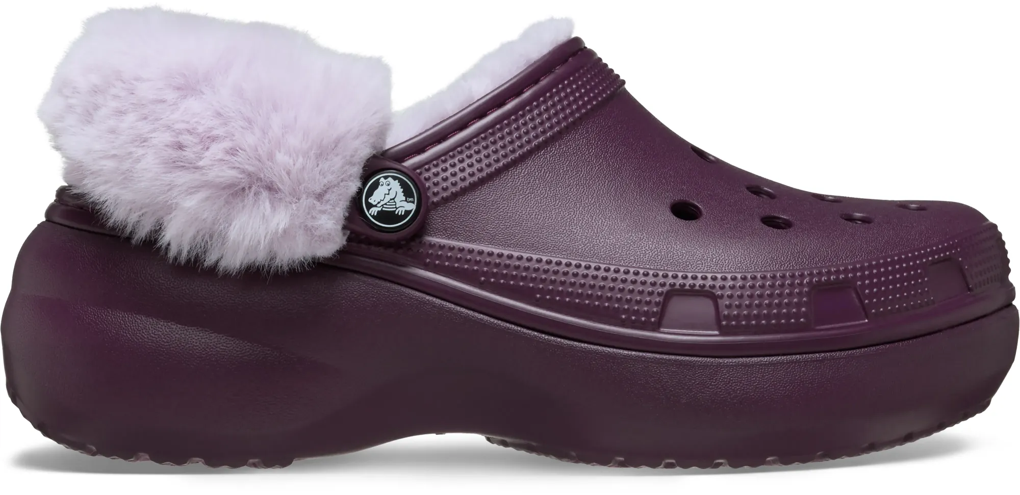 Crocs | Women | Classic Platform Fuzz Lined | Clogs | Plush Plum | 3