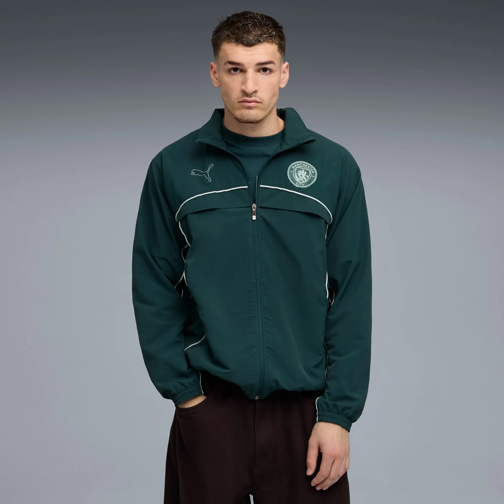 PUMA Manchester City Ftblstatement Cellerator Jacket Men, Green Terrain, size 3XL