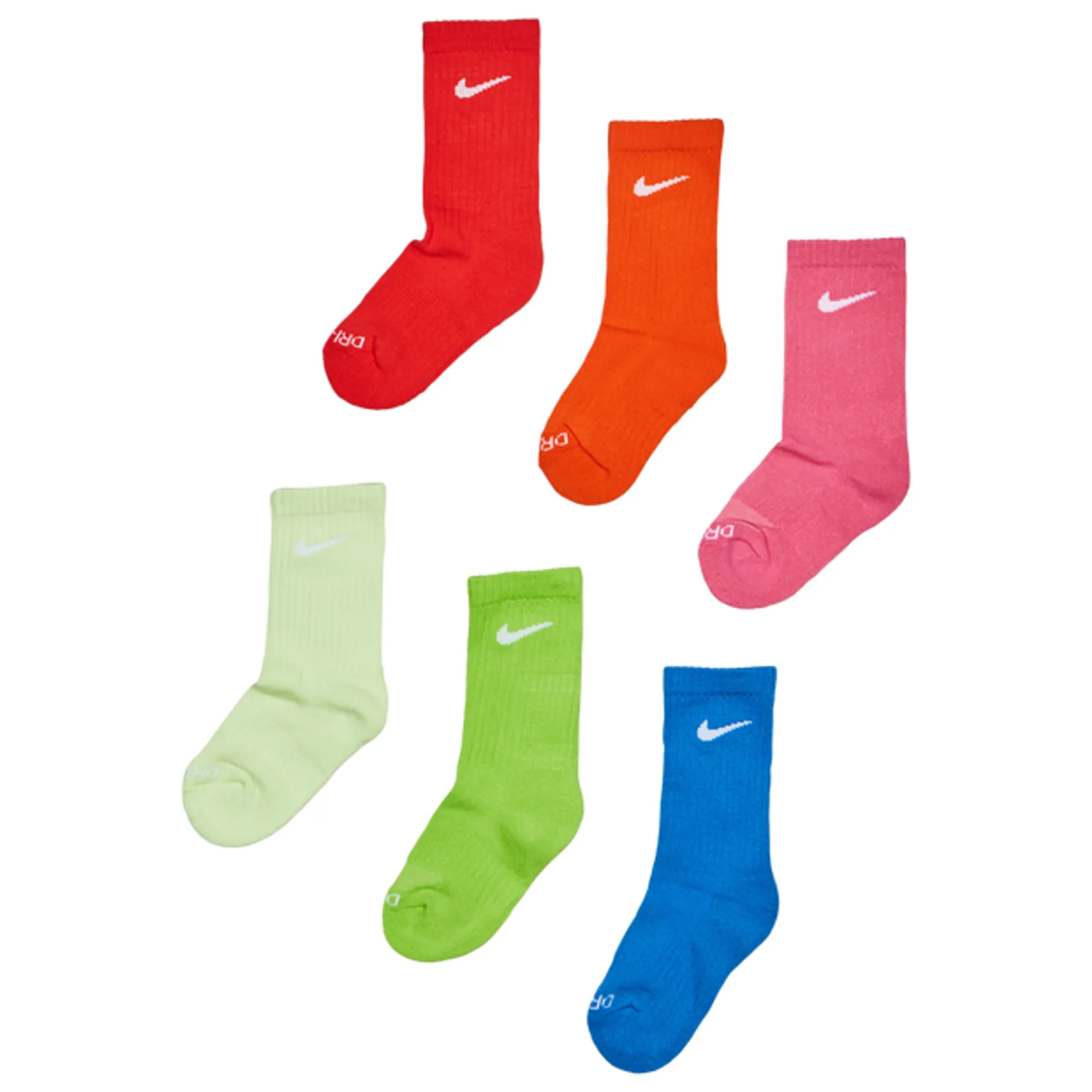 Nike Kids Crew 6 Pack Unisex Socks - Yellow